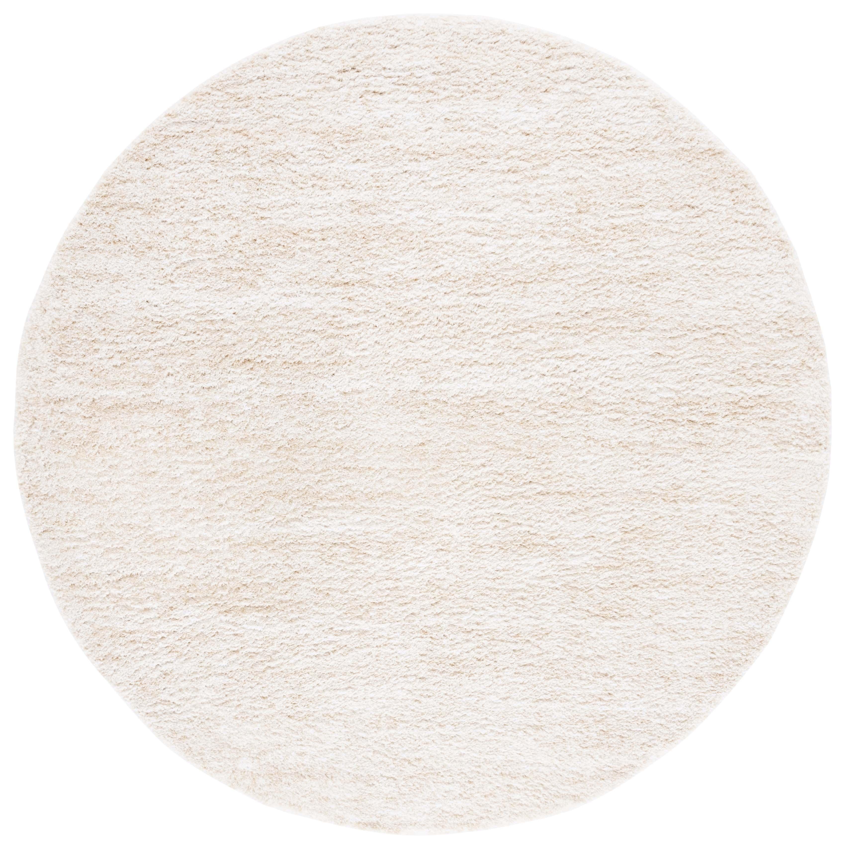 SAFAVIEH Berber Torvald Abstract Polyester Shag Area Rug, Ivory/Beige, 4'5" x 4'5" Round