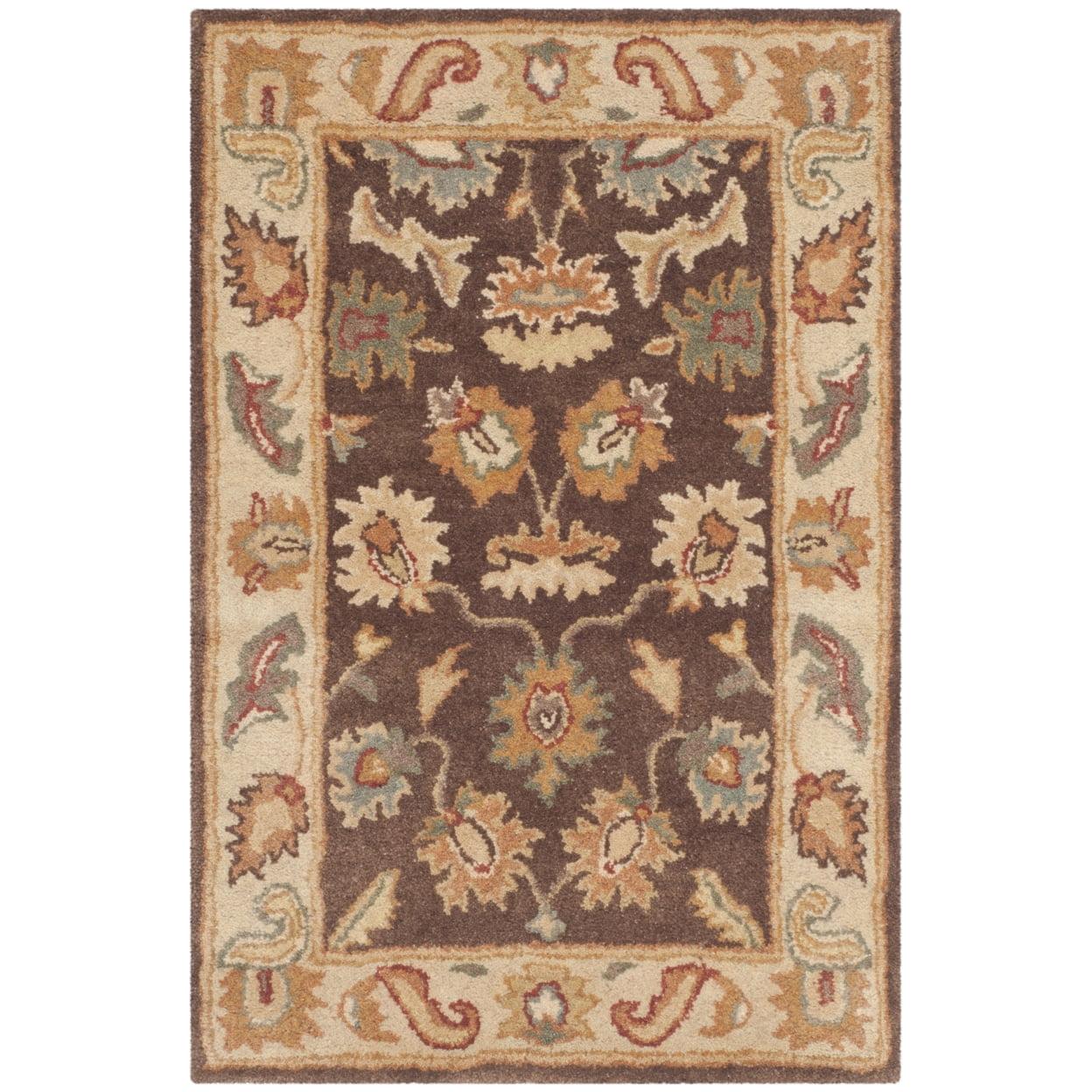 SAFAVIEH Bergama Bradford Traditional Wool Area Rug, Brown/Ivory, 2' x 3'