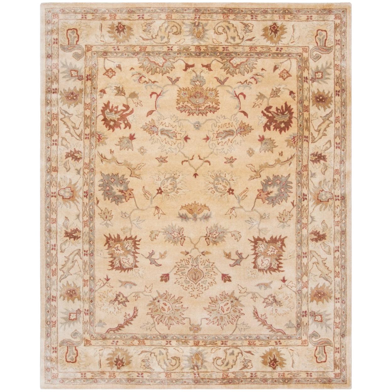 SAFAVIEH Bergama Bradford Traditional Wool Area Rug, Taupe/Ivory, 5' x 8'