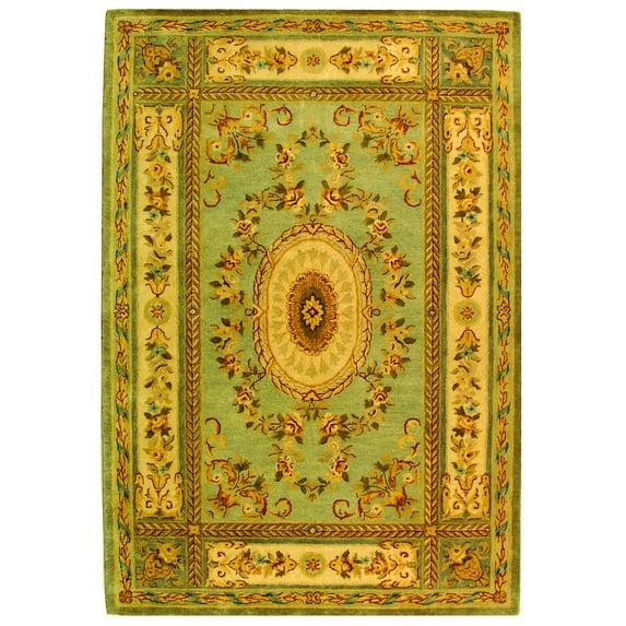 SAFAVIEH Bergama Cromwell Oriental Wool Area Rug, Light Blue/Ivory, 6' x 9'