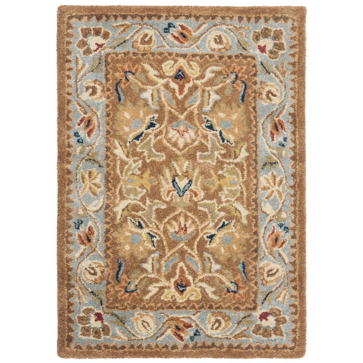 SAFAVIEH Bergama Michayla Traditional Wool Area Rug, Brown/Blue, 2' x 3'