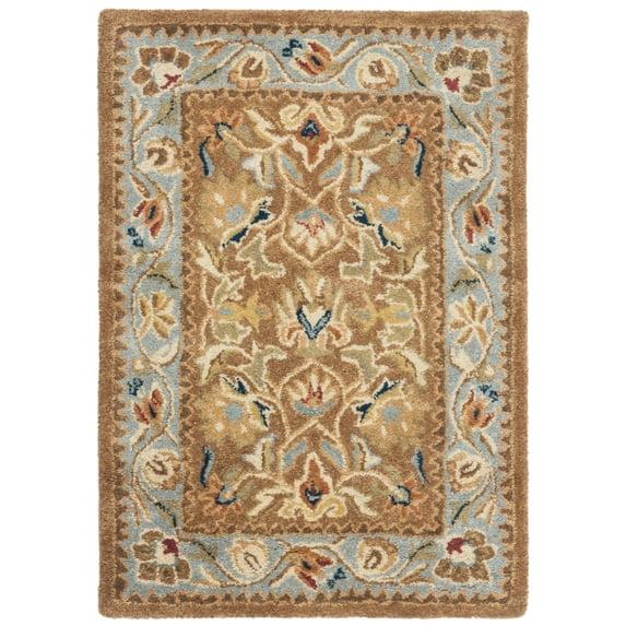 SAFAVIEH Bergama Michayla Traditional Wool Area Rug, Brown/Blue, 2' x 3'