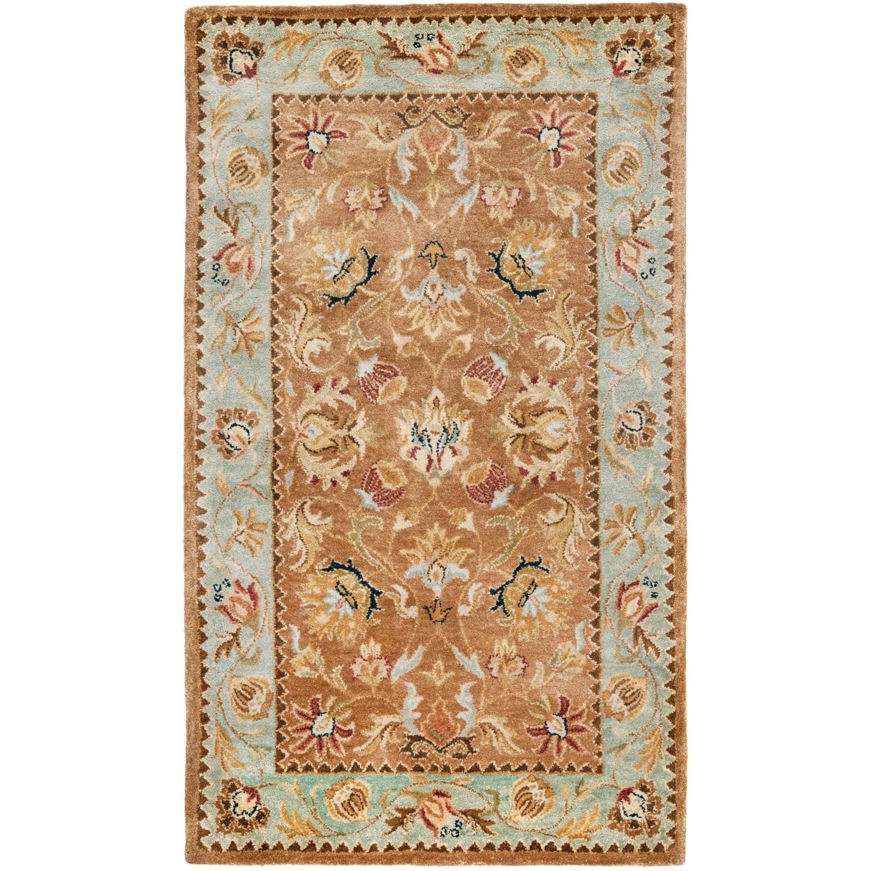 SAFAVIEH Bergama Michayla Traditional Wool Area Rug, Brown/Blue, 3' x 5'