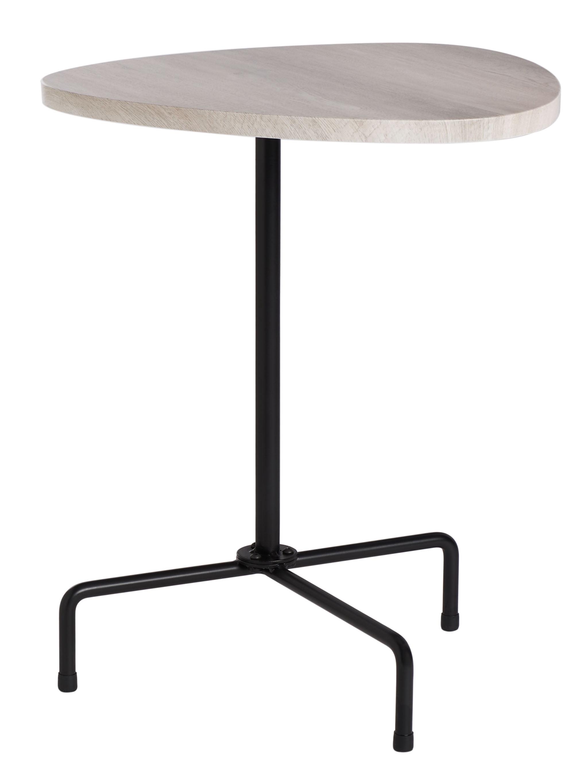 Bauhaus-inspired Light Grey Oak & Black Metal Tripod Side Table