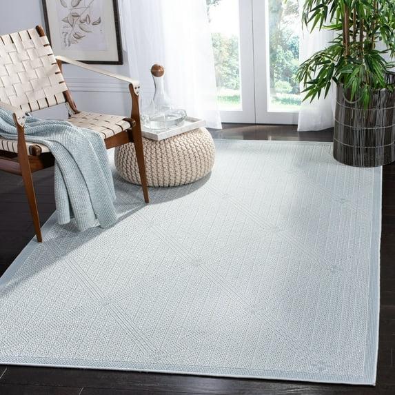 Bermuda BMU811 Machine Washable UV & Stain Resistant Non-Shedding Power Loomed Indoor/Outdoor Area Rug - Light Blue/Ivory - 6'7"x6'7" - Safavieh