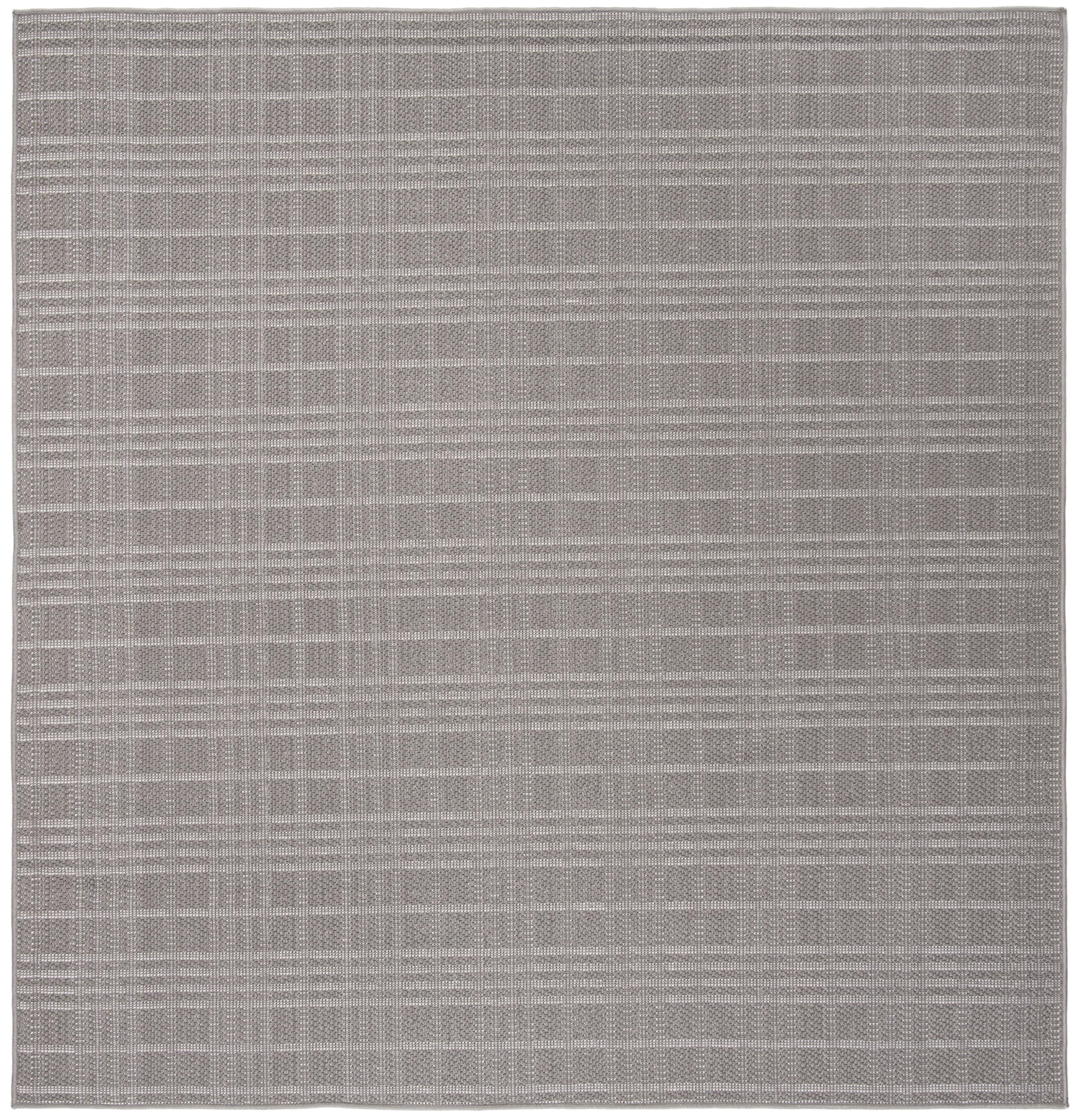 SAFAVIEH Bermuda Lavern Geometric Machine Washable Indoor/Outdoor Area Rug, Grey, 5'3" x 5'3" Square