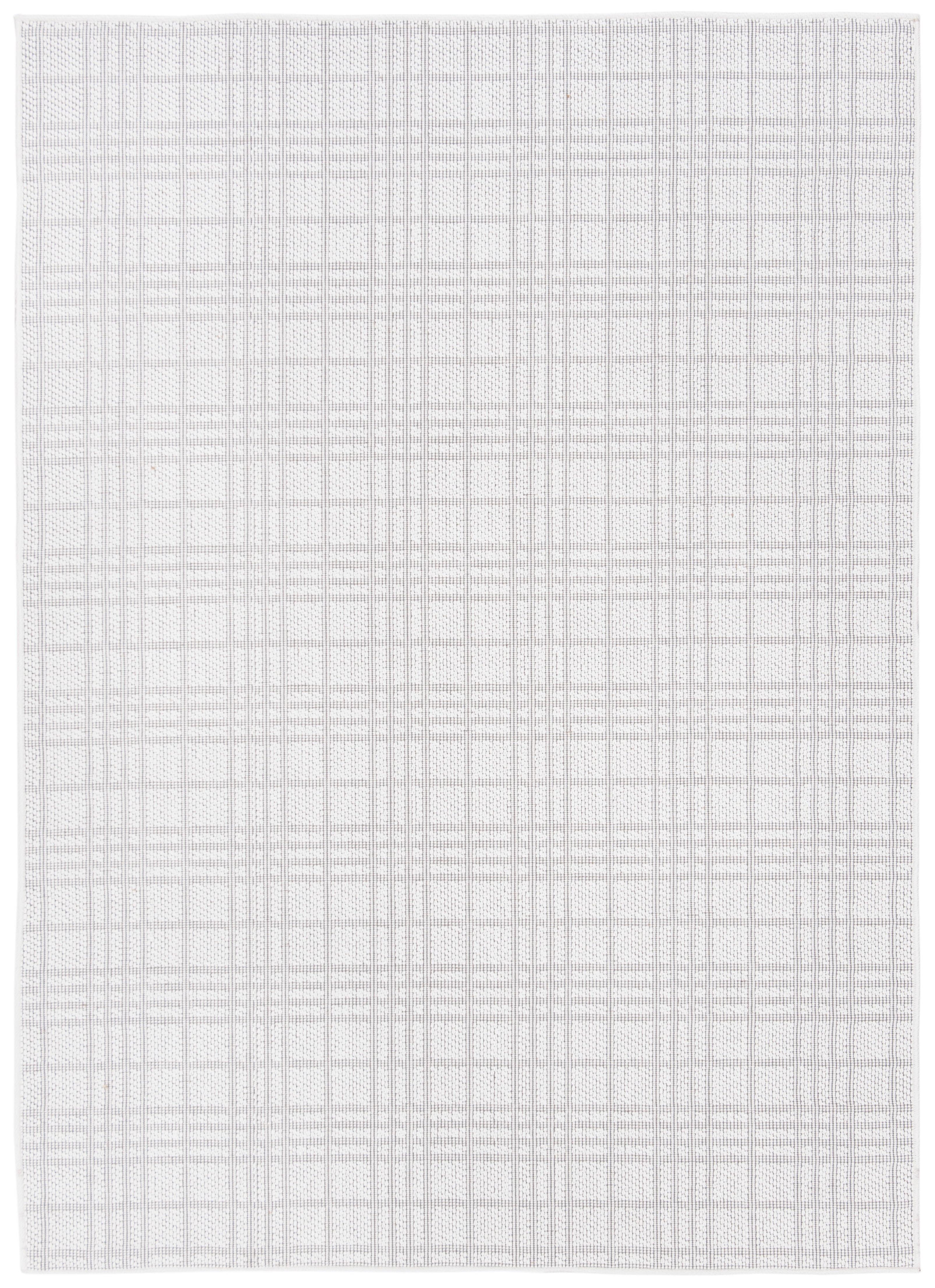 SAFAVIEH Bermuda Lavern Geometric Machine Washable Indoor/Outdoor Area Rug, Ivory/Light Grey, 6'7" x 9'2"