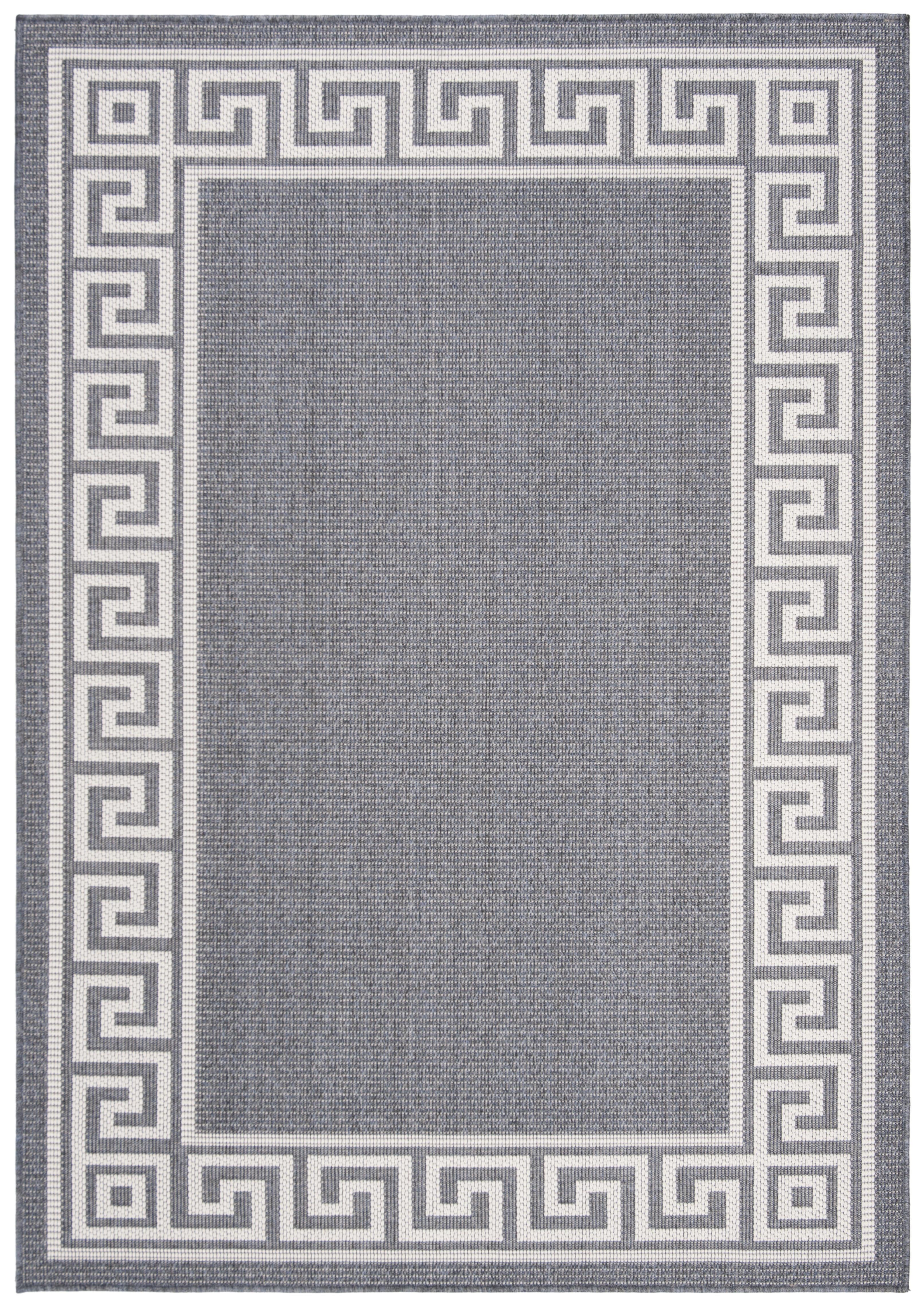 SAFAVIEH Bermuda Isidora Geometric Machine Washable Indoor/Outdoor Area Rug, Dark Blue/Ivory, 8' x 10'