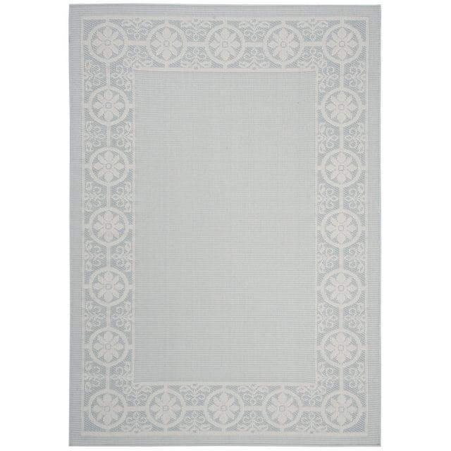 SAFAVIEH Bermuda Patton Floral Machine Washable Indoor/Outdoor Area Rug, Light Blue/Ivory, 8' x 10'