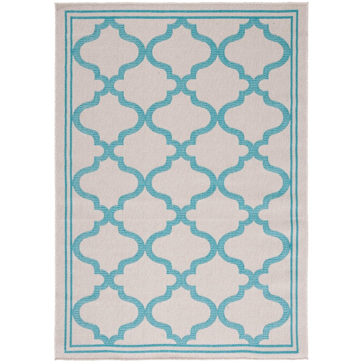Bermuda BMU810 Power Loomed Indoor/Outdoor Machine Washable Accent Rug - Beige/Aqua - 3'x5' - Safavieh