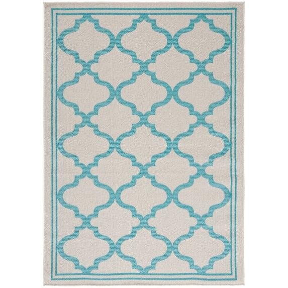 Bermuda BMU810 Power Loomed Indoor/Outdoor Machine Washable Accent Rug - Beige/Aqua - 3'x5' - Safavieh