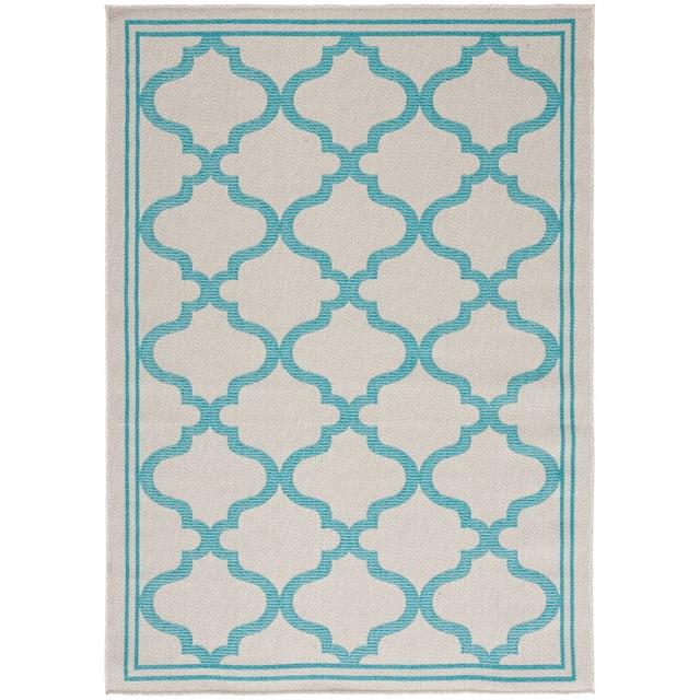 Bermuda BMU810 Power Loomed Indoor/Outdoor Machine Washable Accent Rug - Beige/Aqua - 3'x5' - Safavieh