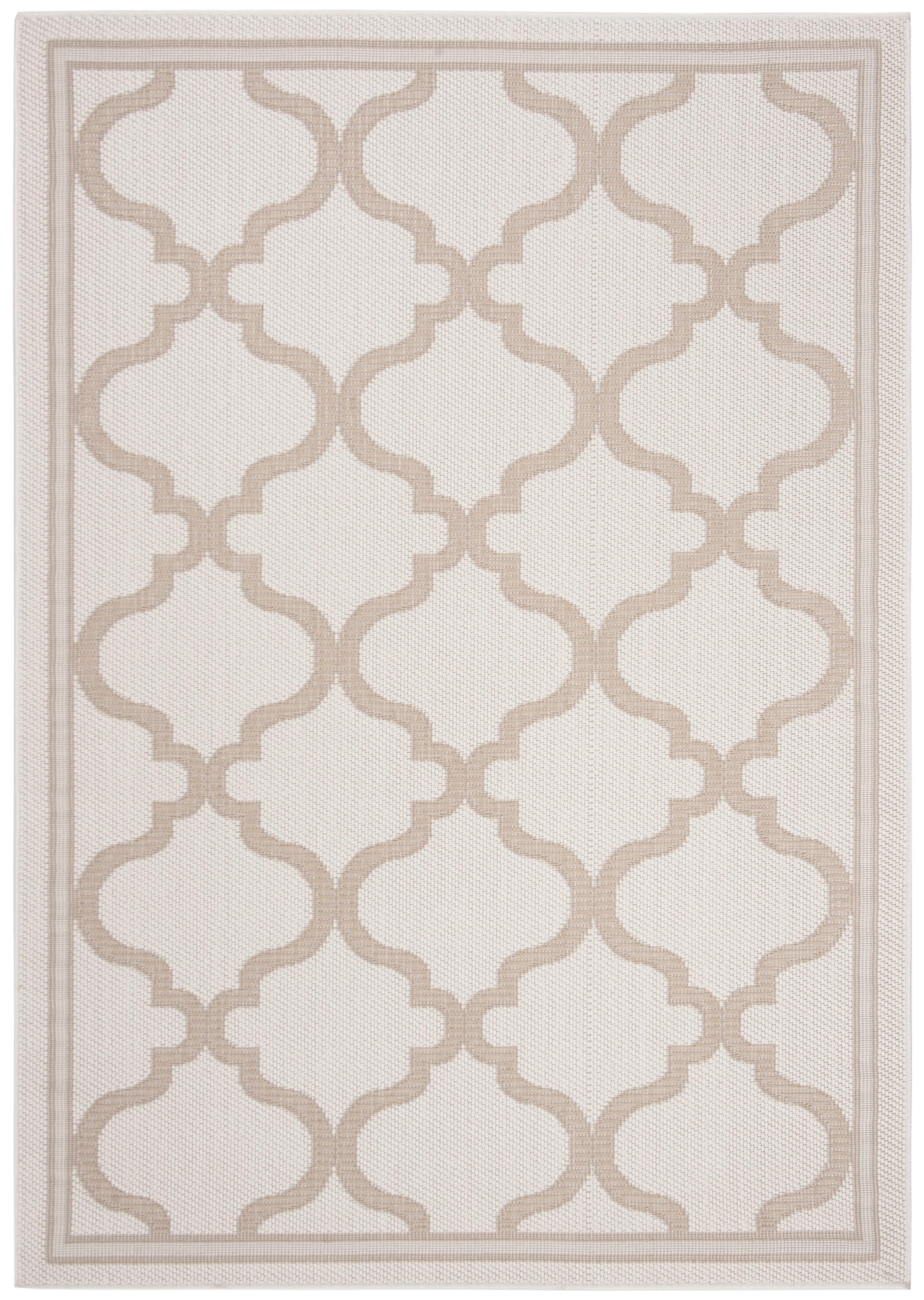 SAFAVIEH Bermuda Tamaya Geometric Machine Washable Indoor/Outdoor Area Rug, Ivory/Beige, 8' x 10'