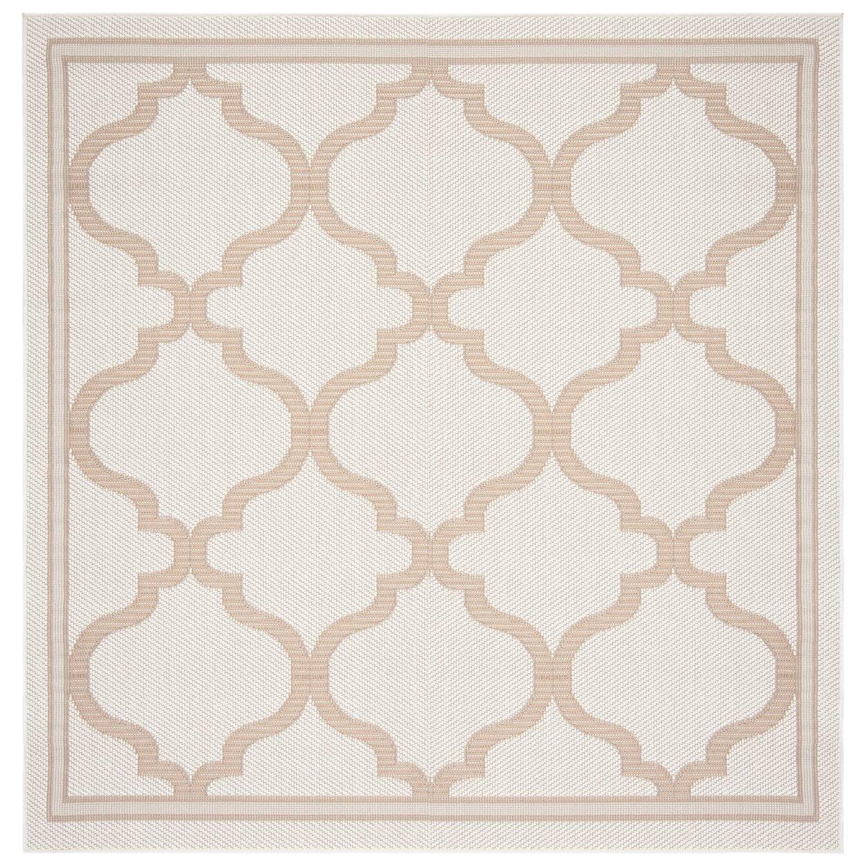 SAFAVIEH Bermuda Tamaya Geometric Machine Washable Indoor/Outdoor Area Rug, Ivory/Beige, 8' x 8' Square
