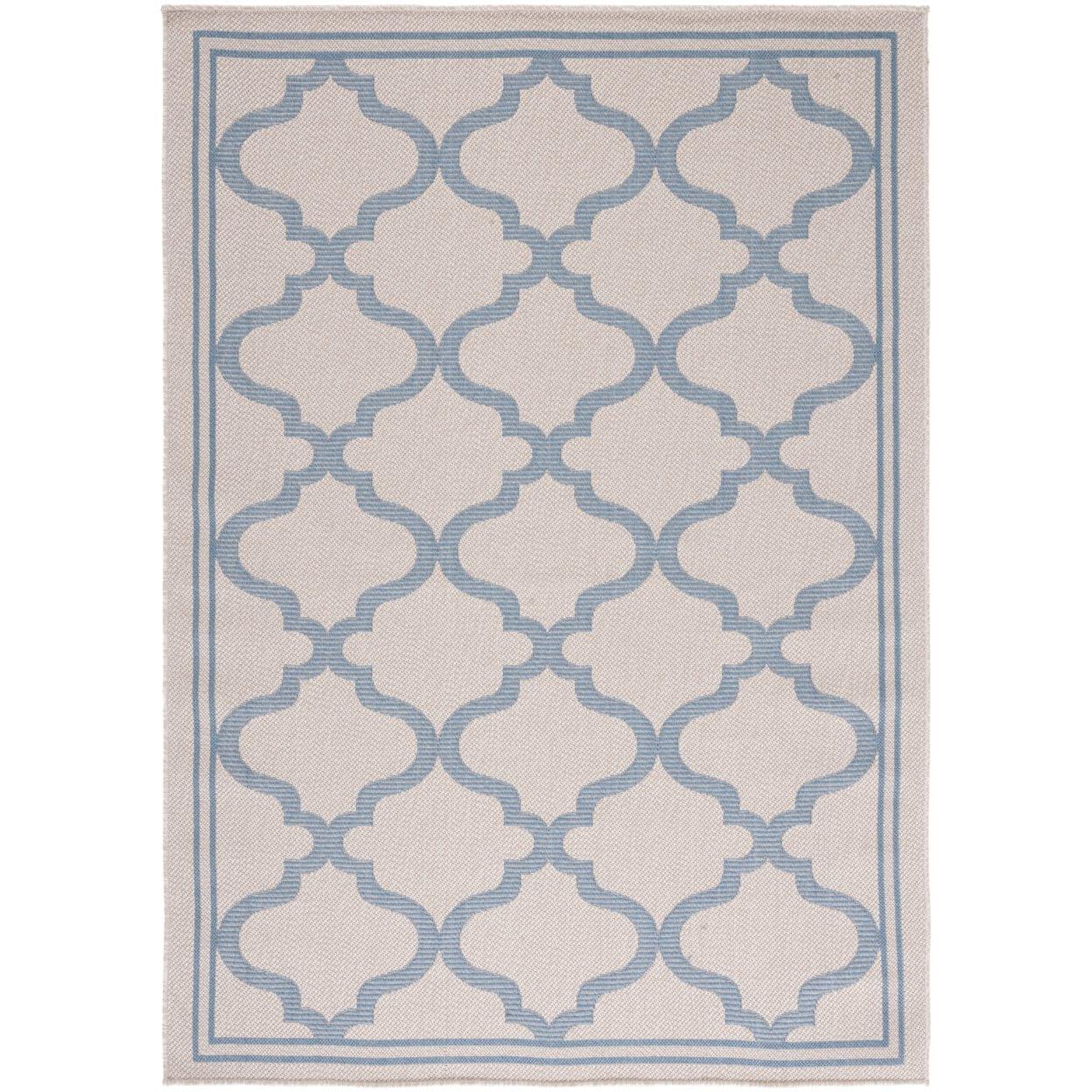 Bermuda BMU810 Power Loomed Indoor/Outdoor Machine Washable Accent Rug - Ivory/Blue - 3'x5' - Safavieh