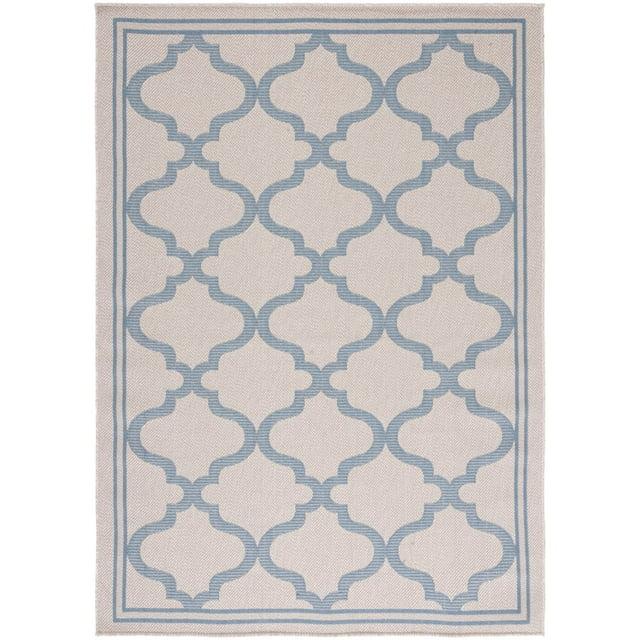 Bermuda BMU810 Power Loomed Indoor/Outdoor Machine Washable Area Rug - Ivory/Blue - 6'7"x9'2" - Safavieh