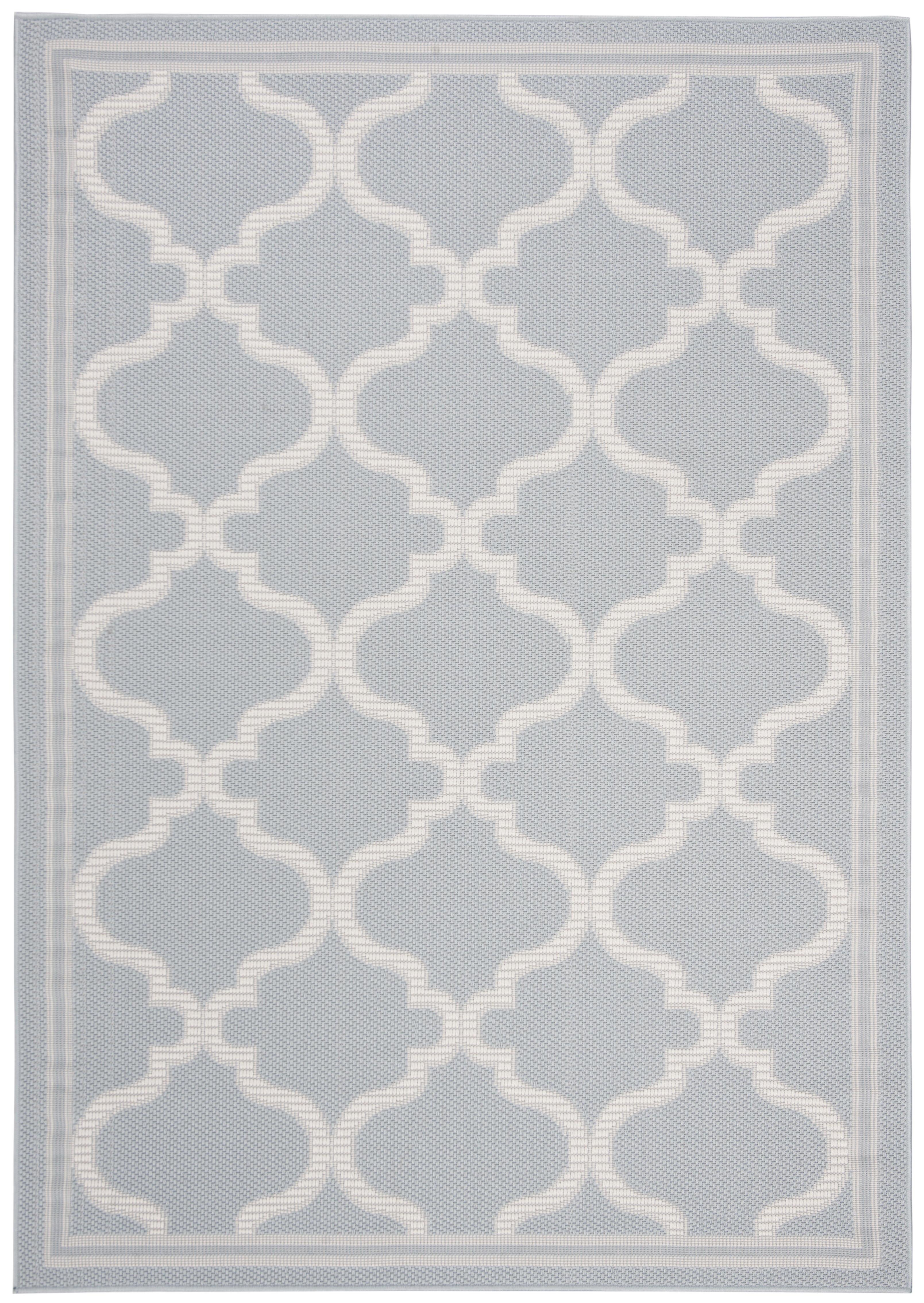 Bermuda BMU810 Power Loomed Indoor/Outdoor Machine Washable Area Rug - Light Blue/Ivory - 5'3"x7'6" - Safavieh