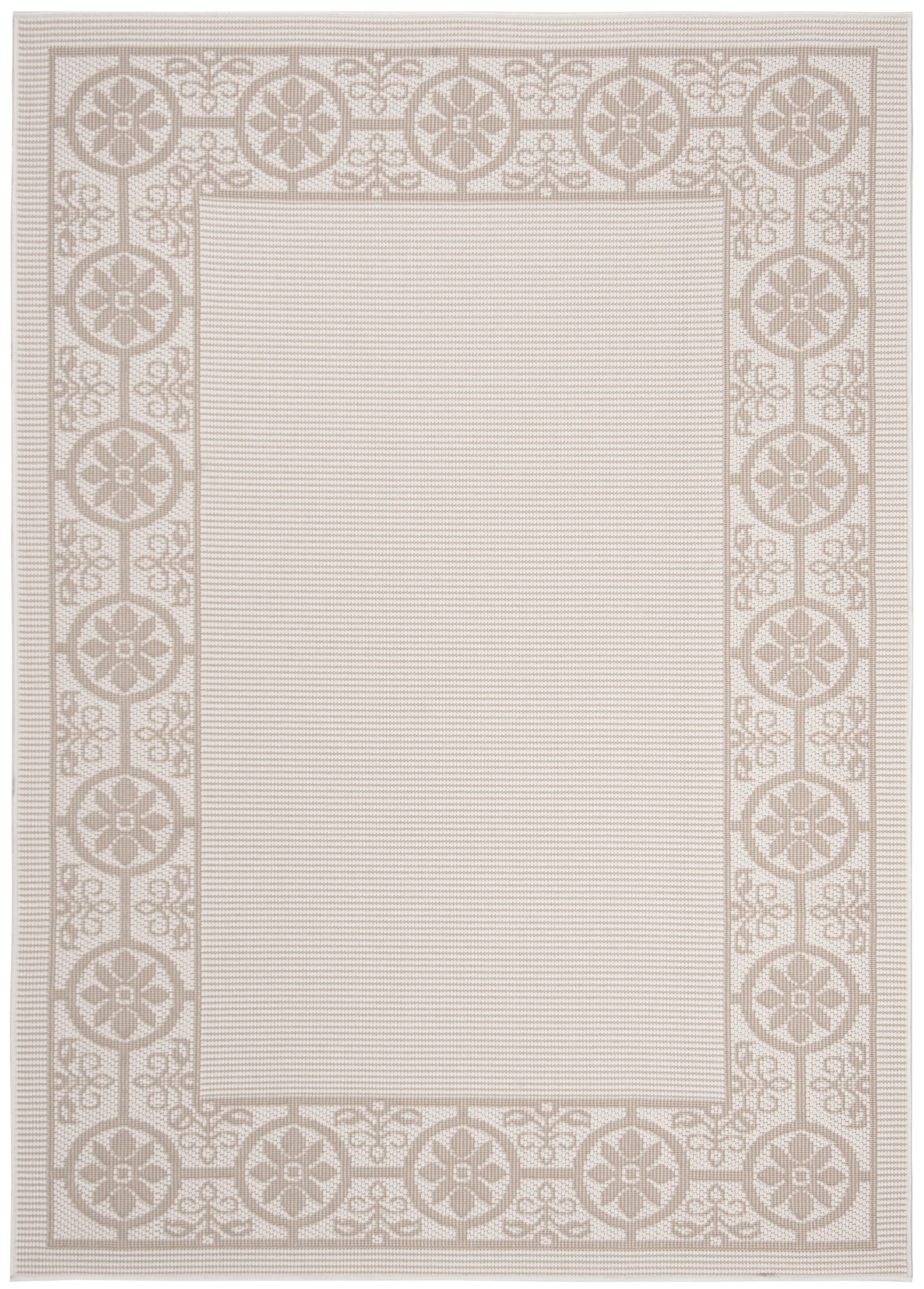 SAFAVIEH Bermuda Zoey Floral Bordered Indoor/Outdoor Area Rug Ivory/Beige, 9' x 12'
