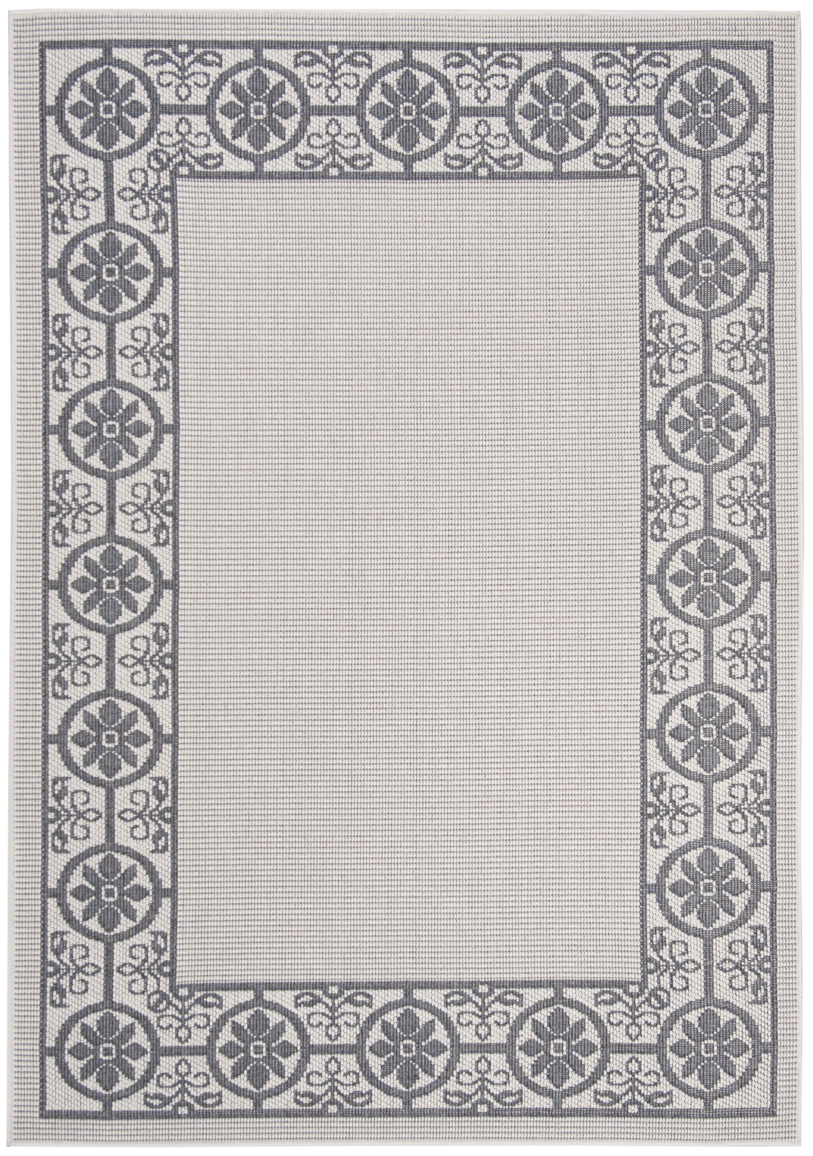 Bermuda BMU815 Power Loomed Indoor/Outdoor Machine Washable Area Rug - Ivory/Charcoal - 8'x10' - Safavieh