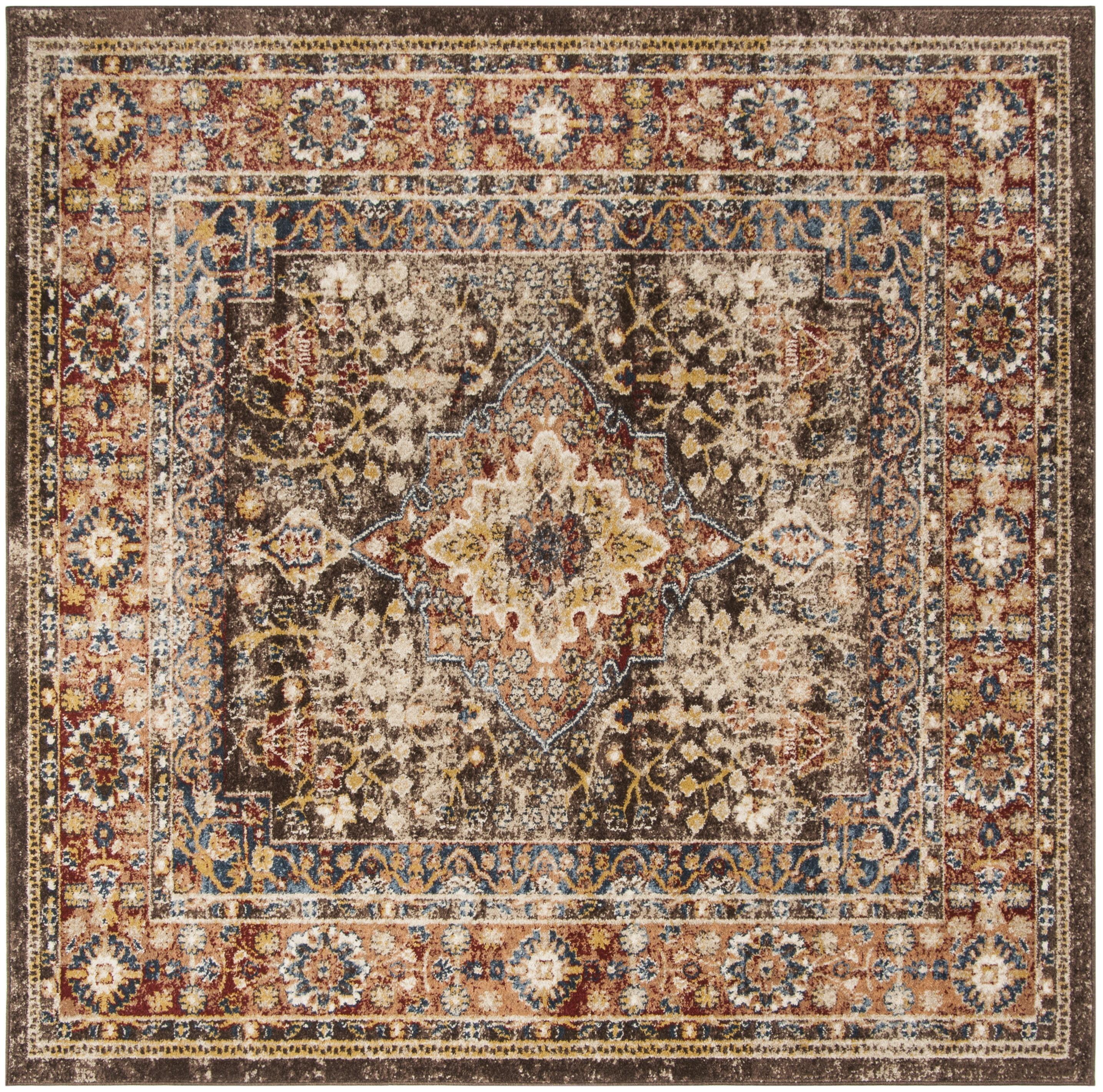 Bijar Rhona Blue and Brown Synthetic Square Area Rug