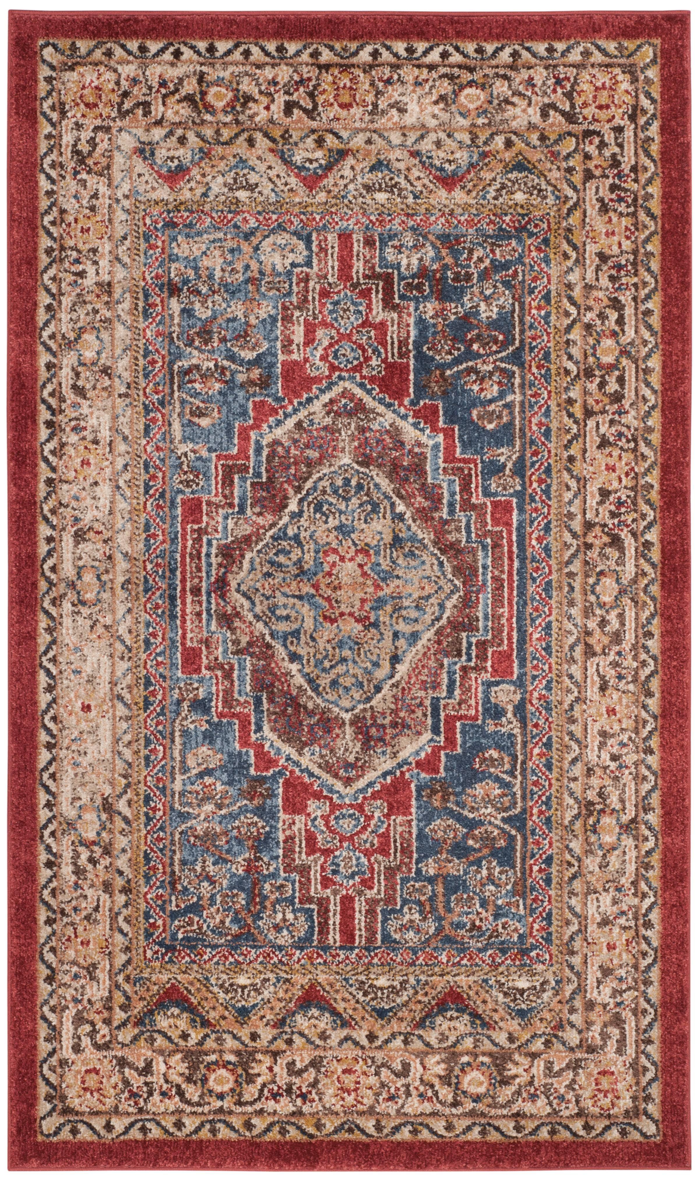 Royal Blue Bijar 3' x 5' Synthetic Traditional Accent Rug