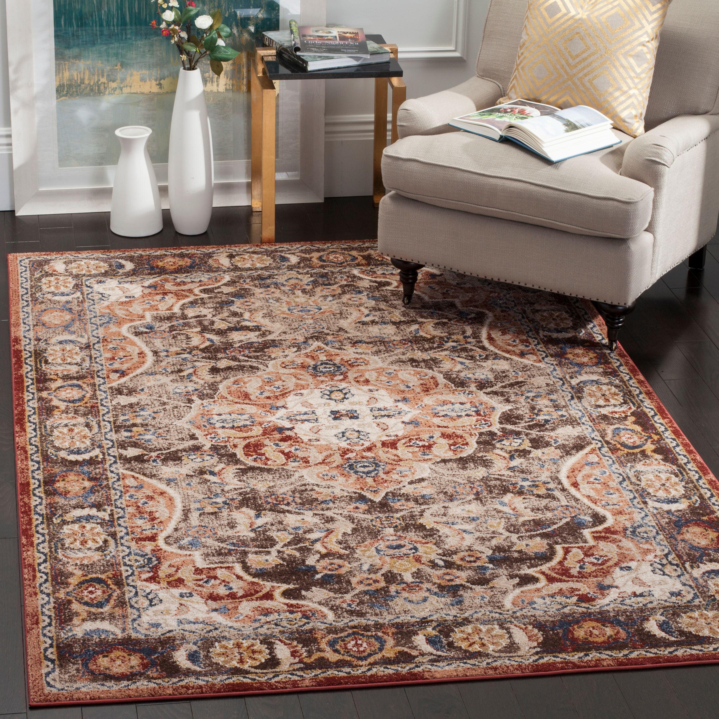 Bijar BIJ648 Power Loomed Area Rug Brown / Rust 4' X 6' - Safavieh.
