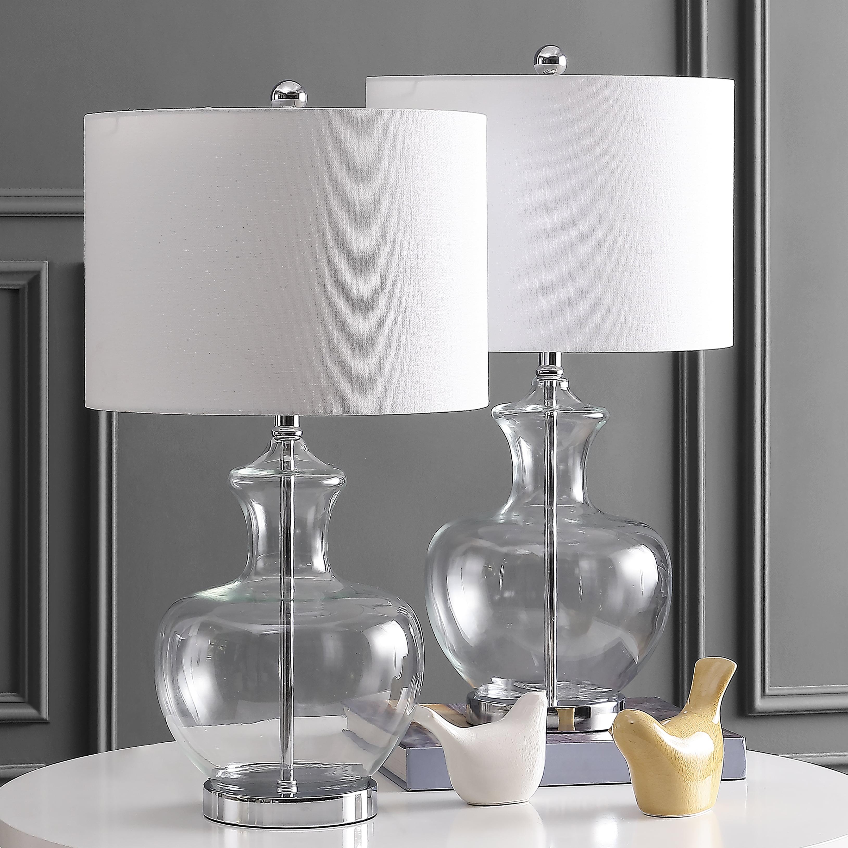 Chic Genie Chrome & Glass 25" Table Lamp Set in White