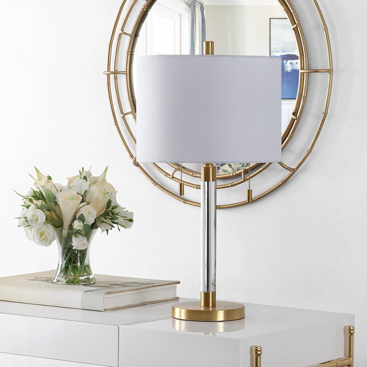 Elegant Bixby 24" Brass and Glass Table Lamp with Dual Pulls