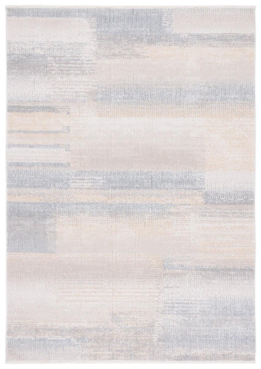 Blair Grey/Beige Geometric Synthetic Washable Area Rug