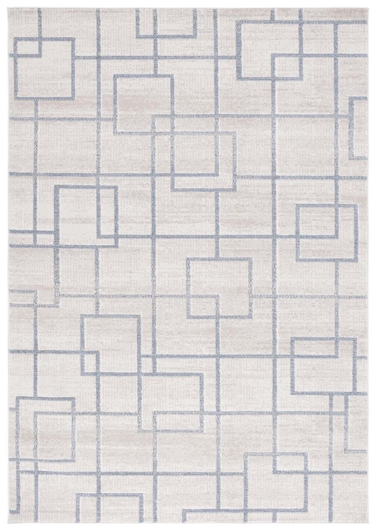 Blair Geometric Gray Synthetic Washable Area Rug