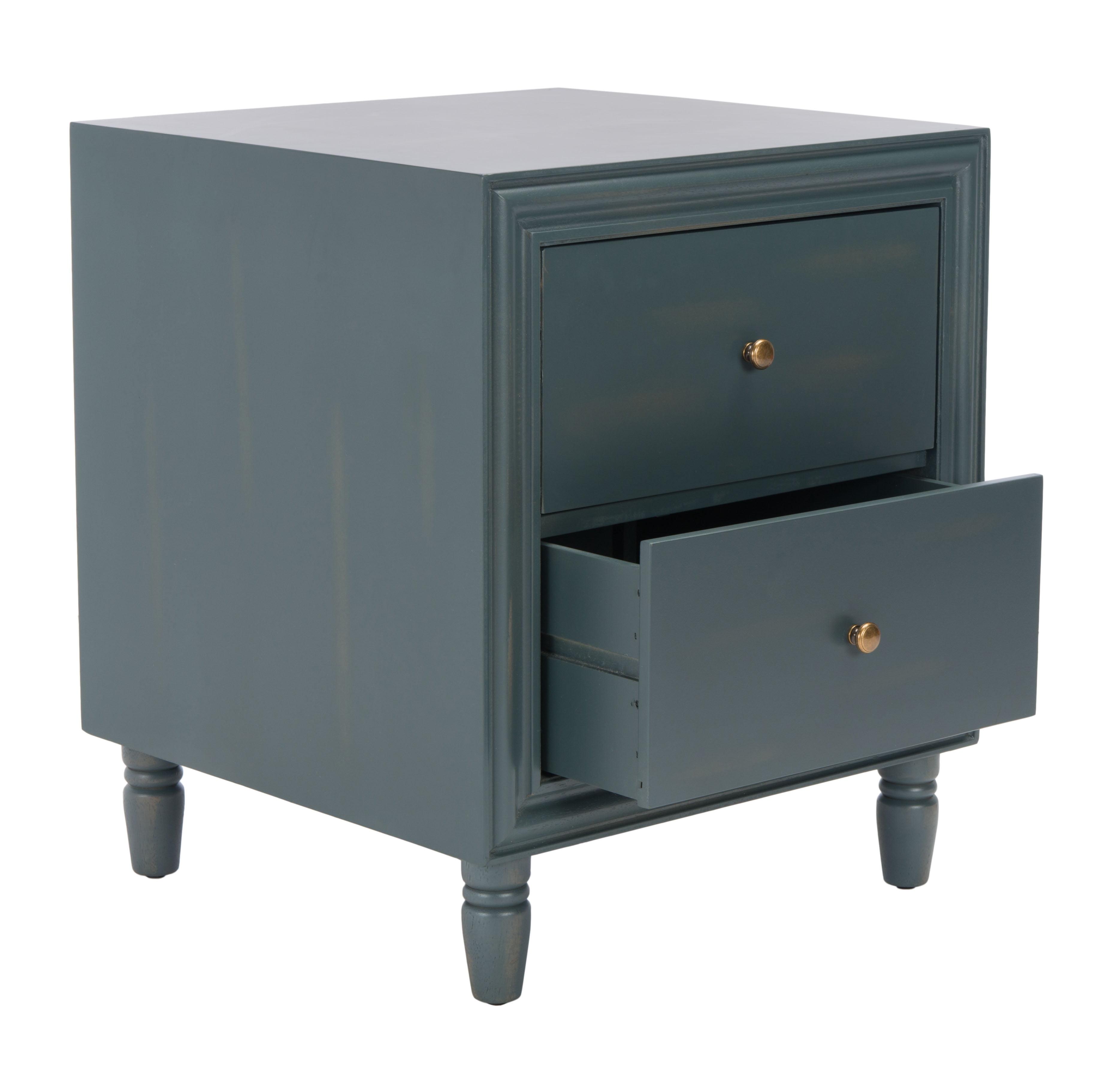 Transitional Blue-Gray 2-Drawer Nightstand in Steel Teal