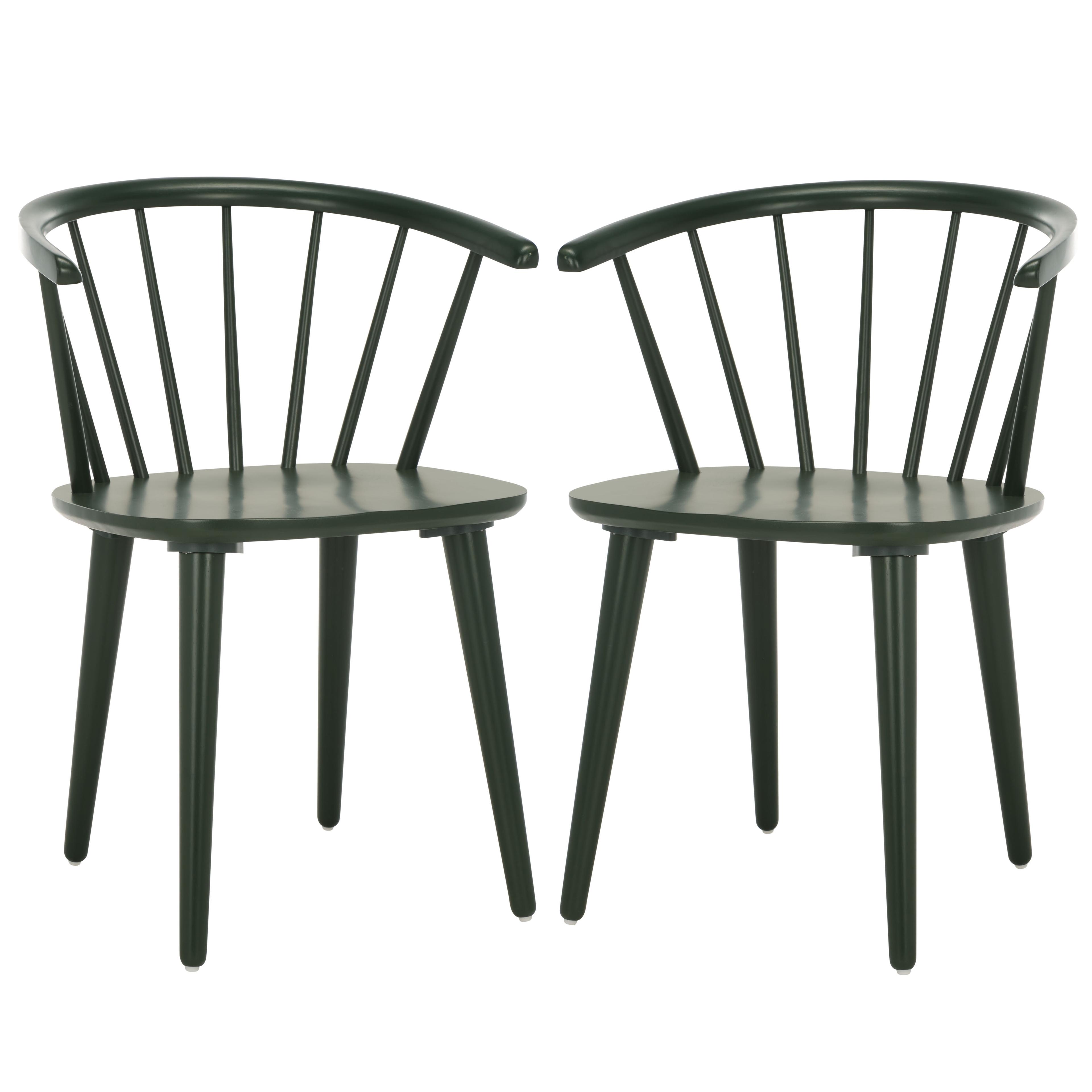 SAFAVIEH Blanchard Contemporary Wood Solid Dining Bistro Chair, Garden Green (Set of 2)