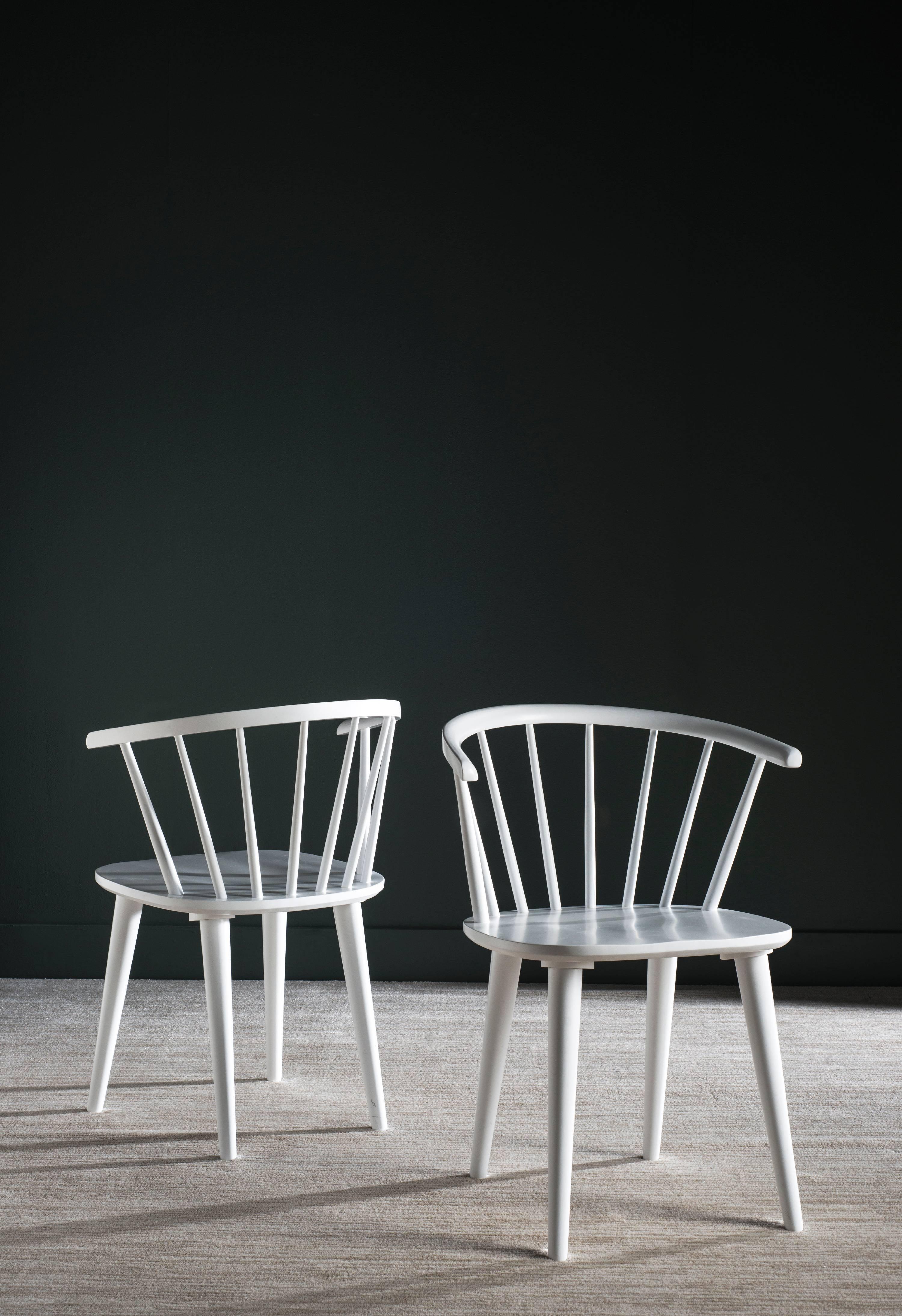 Transitional White Solid Wood Spindle Side Chair, Set of 2