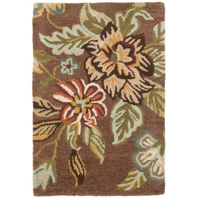 SAFAVIEH Blossom Abby Floral Flowers Wool Area Rug, Brown/Multi, 3' x 5'