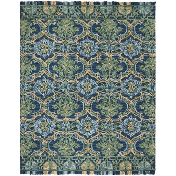 SAFAVIEH Blossom Abram Geometric Area Rug, Navy/Green, 10' x 14'