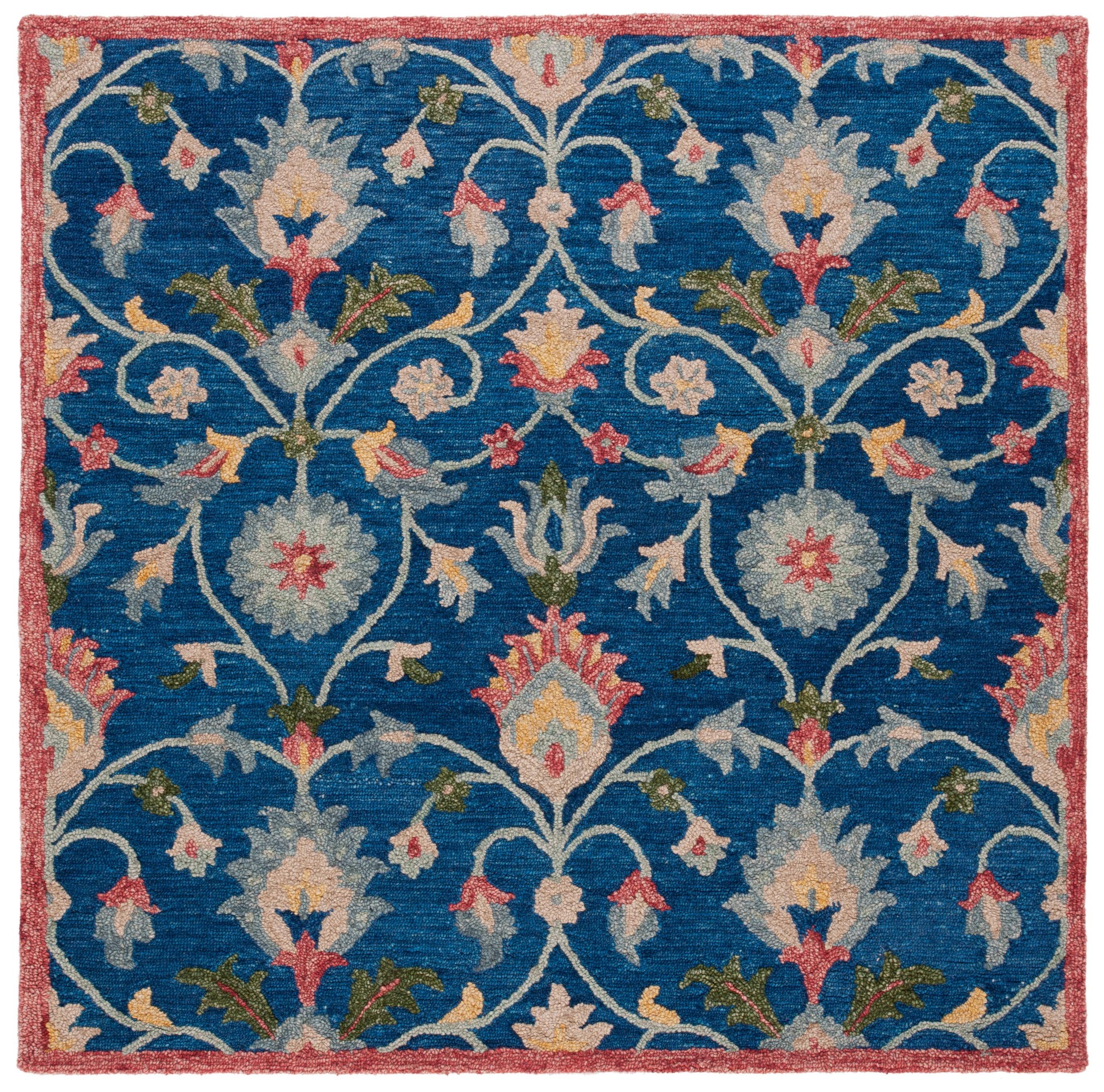 SAFAVIEH Blossom Anson Floral Area Rug, Blue/Rust, 6' x 6' Square