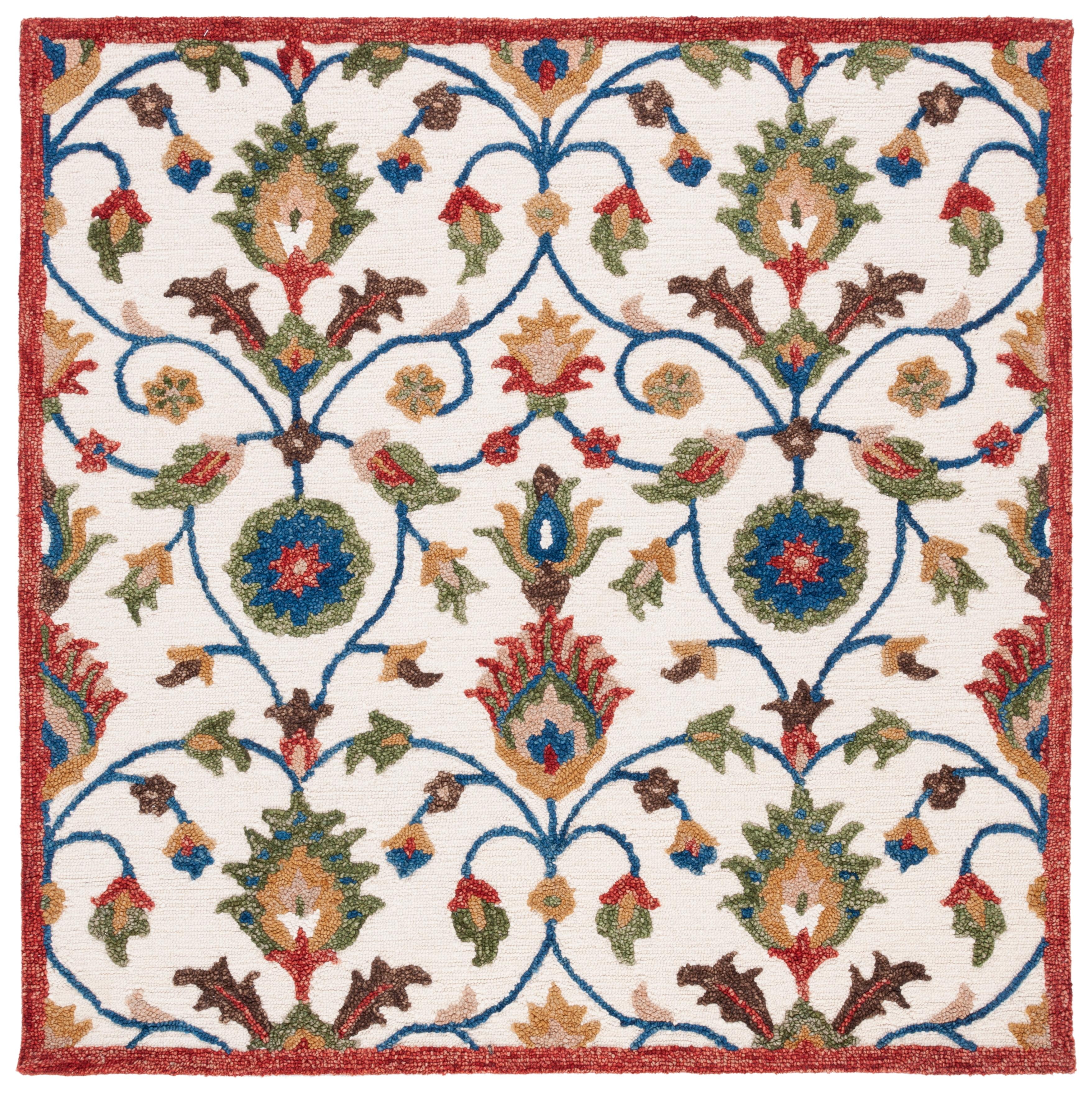 Blossom BLM562 Hand Tufted Area Rug - Ivory/Green - 6'x6' - Safavieh.