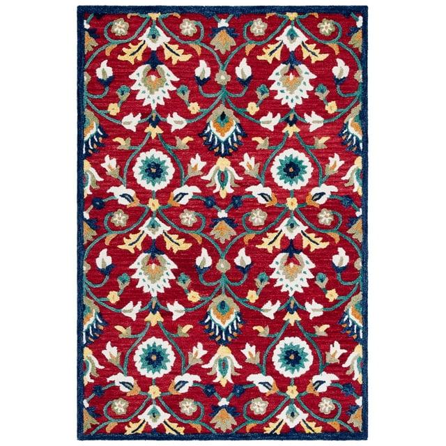Blossom BLM562 Hand Tufted Area Rug - Red/Ivory - 8'x10' - Safavieh.