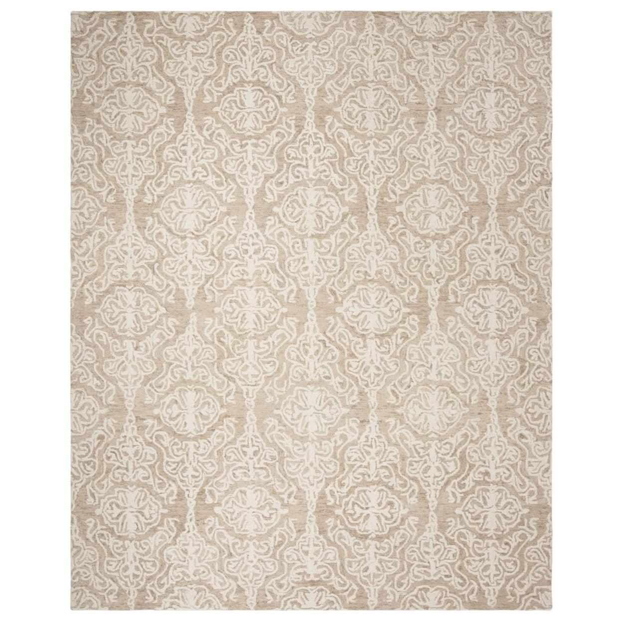 SAFAVIEH Blossom Asher Geometric Wool Area Rug, Beige/Ivory, 9' x 12'