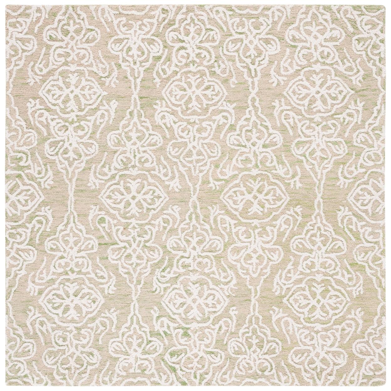 Ivory Elegance 6' Square Hand-Tufted Wool Area Rug