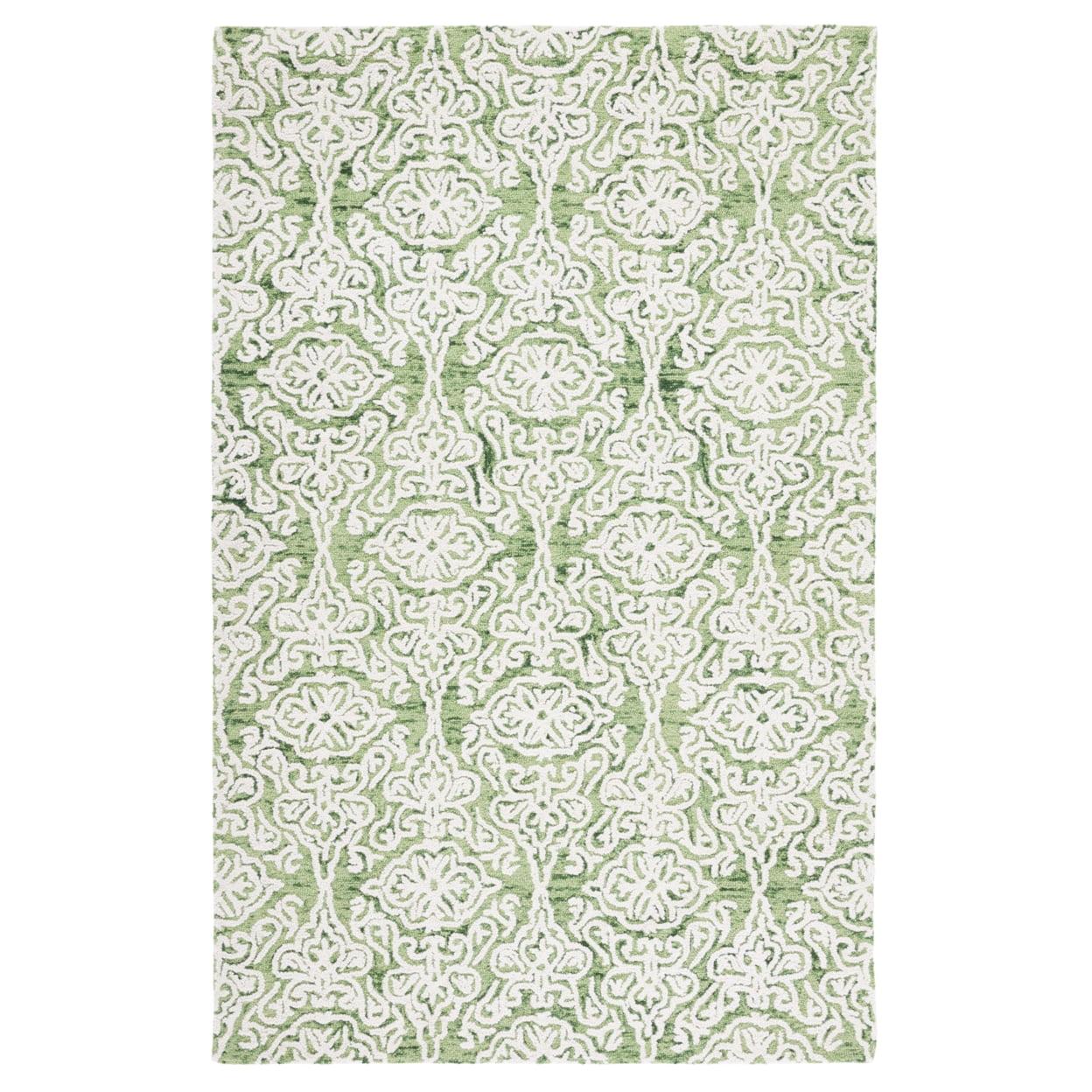SAFAVIEH Blossom Asher Geometric Wool Area Rug, Green/Ivory, 3' x 5'