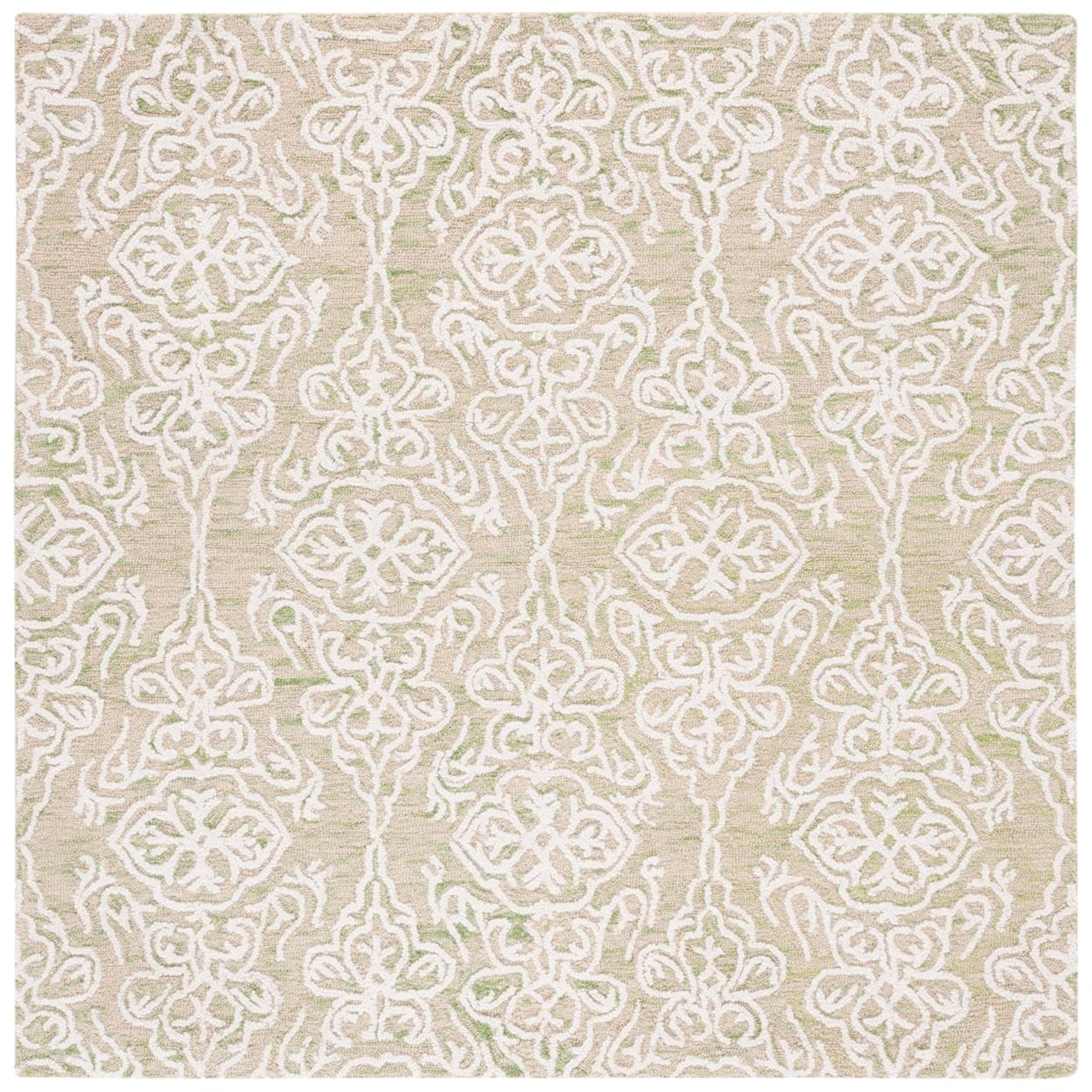 Blossom BLM112 Hand Tufted Indoor Area Rug - Light Green/Ivory - 6'x6' - Safavieh
