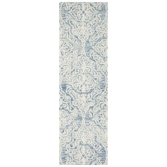 Blossom BLM112 Hand Tufted Indoor Runner Rug - Blue/Ivory - 2'3"x12' - Safavieh