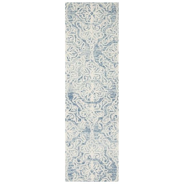 Blossom BLM112 Hand Tufted Indoor Runner Rug - Blue/Ivory - 2'3"x12' - Safavieh