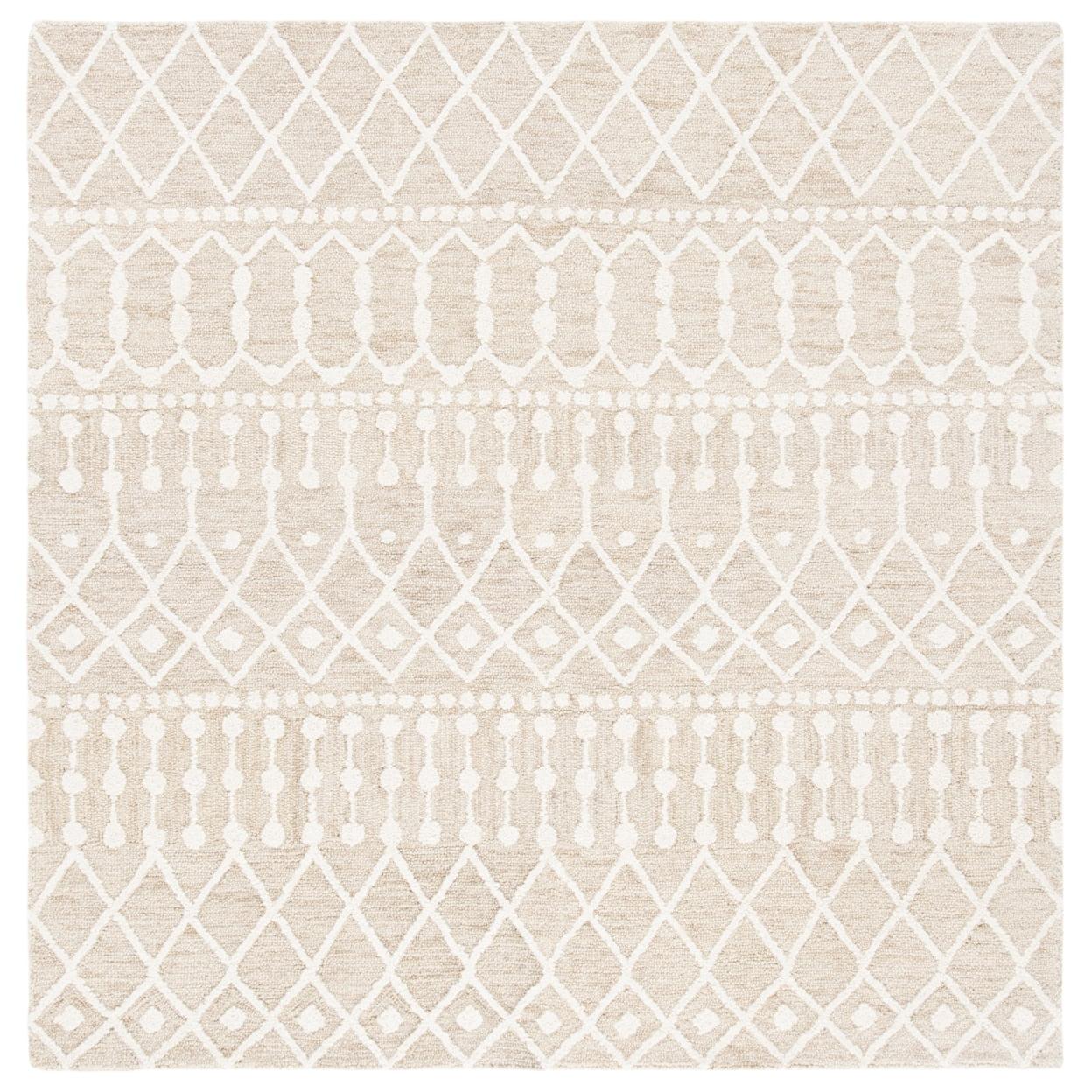 Blossom BLM115 Hand Tufted Area Rug - Beige/Ivory - 8'x8' - Safavieh.