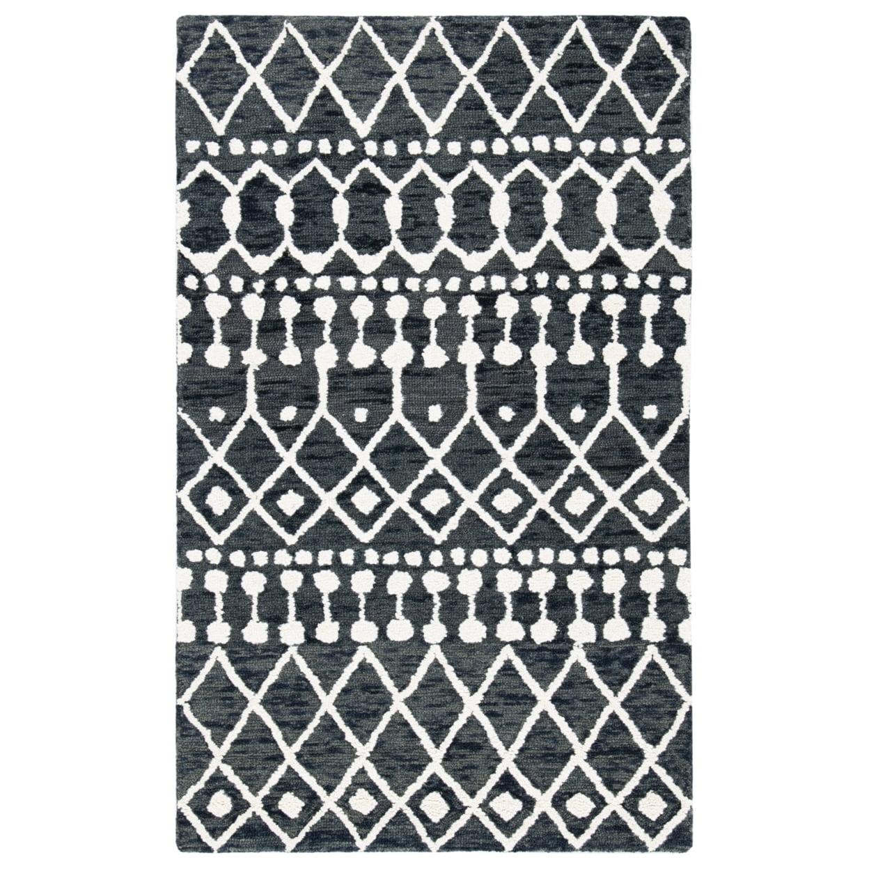 SAFAVIEH Blossom Aspen Geometric Wool Area Rug, Black/Ivory, 2' x 3'