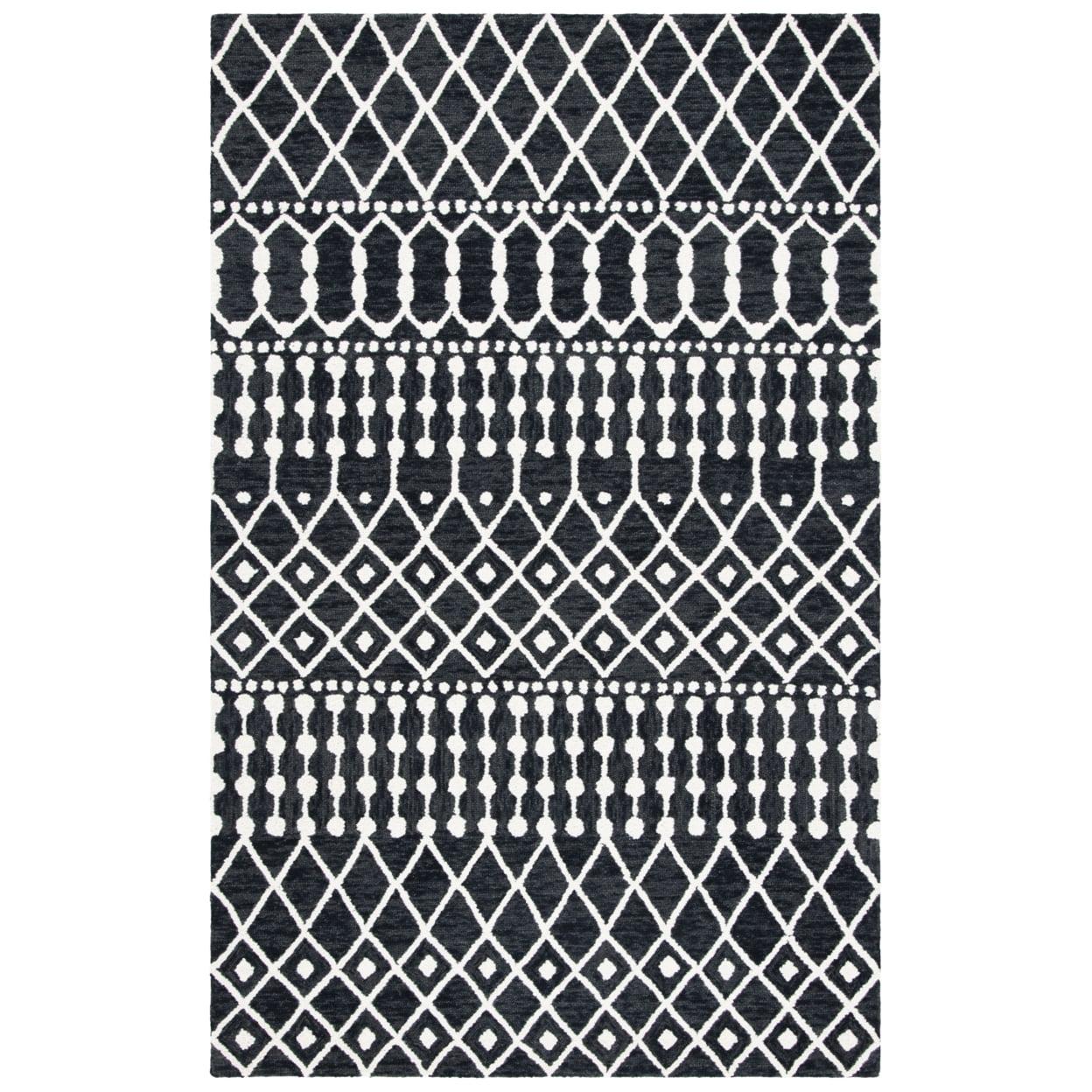 Blossom BLM115 Hand Tufted Area Rug - Black/Ivory - 4'x6' - Safavieh.