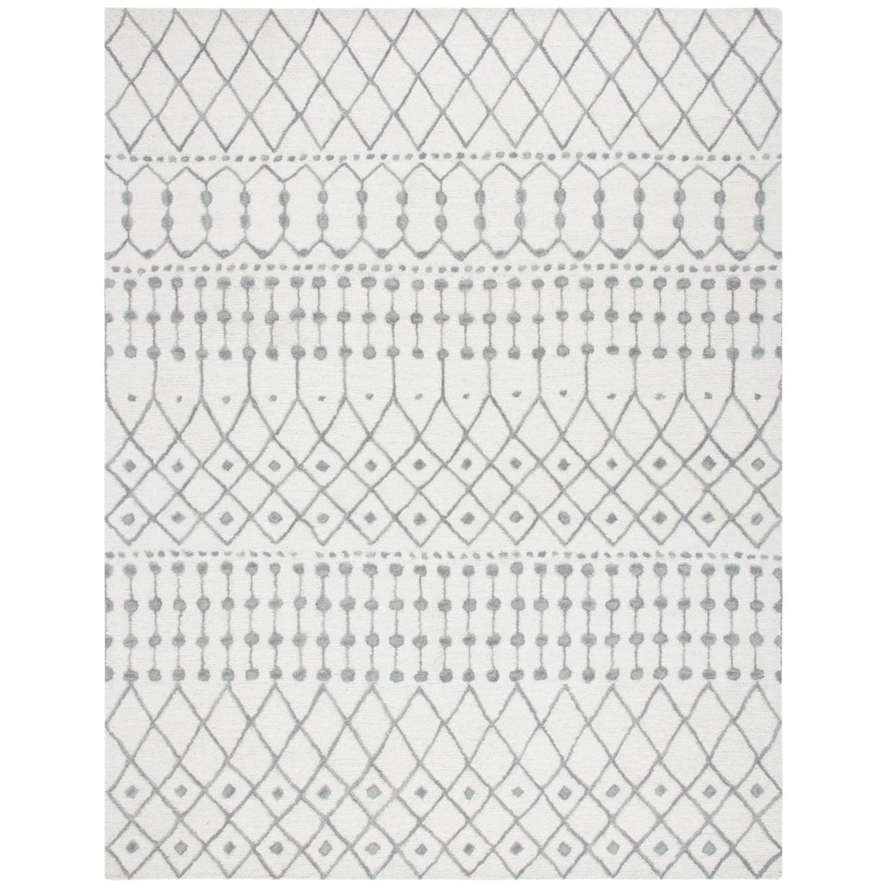 SAFAVIEH Blossom Aspen Geometric Wool Area Rug, Ivory/Grey, 10' x 14'