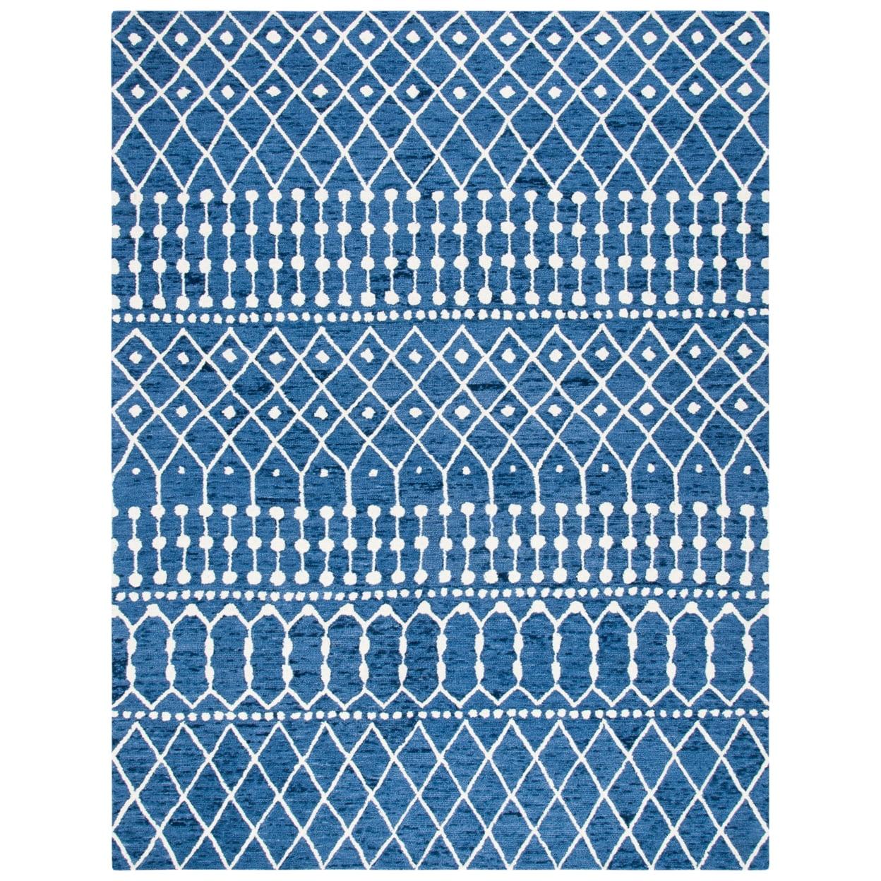 Blossom BLM115 Hand Tufted Area Rug - Navy/Ivory - 8'x10' - Safavieh.