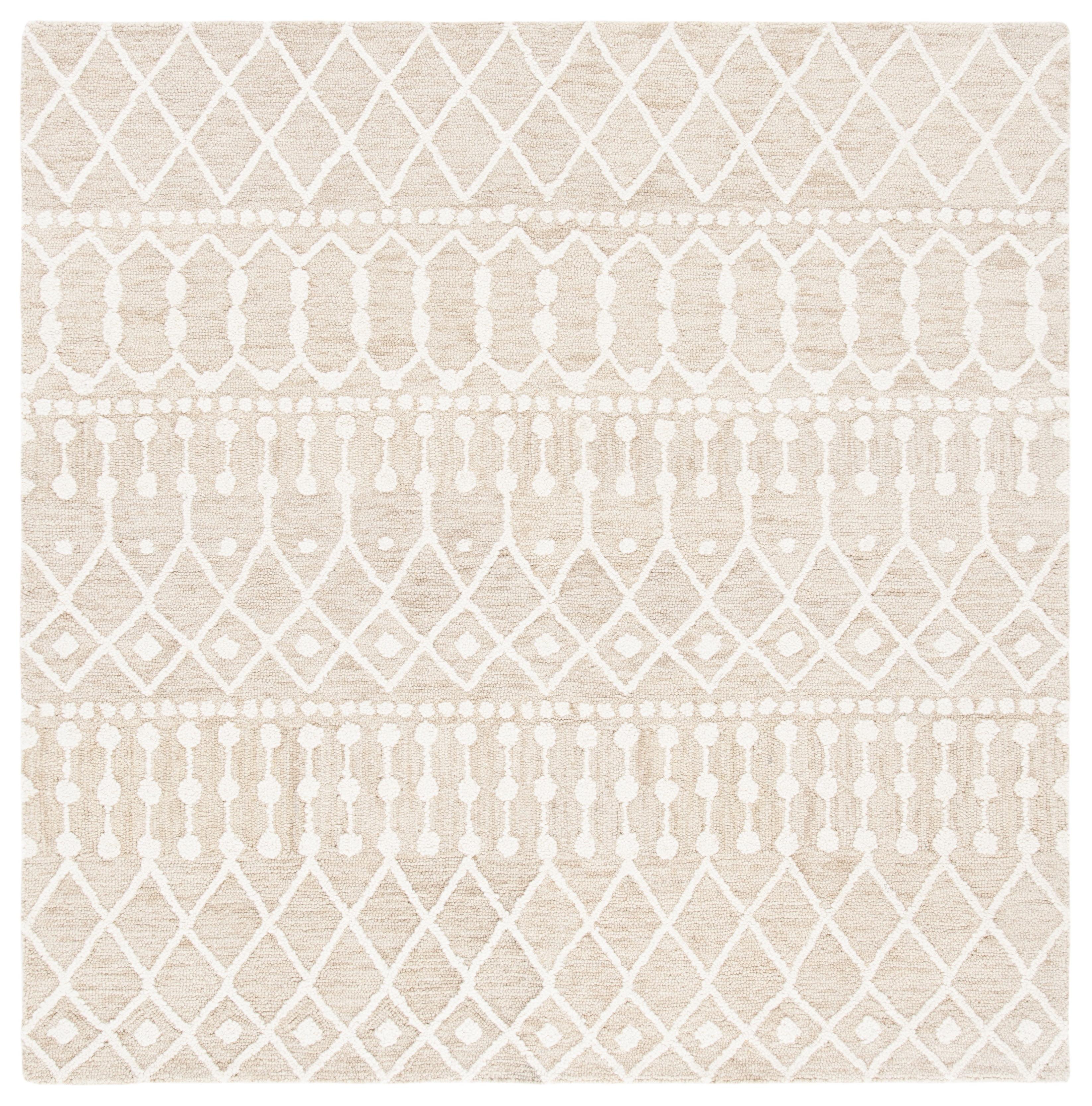 SAFAVIEH Blossom Aspen Geometric Wool Area Rug, Beige/Ivory, 6' x 6' Square